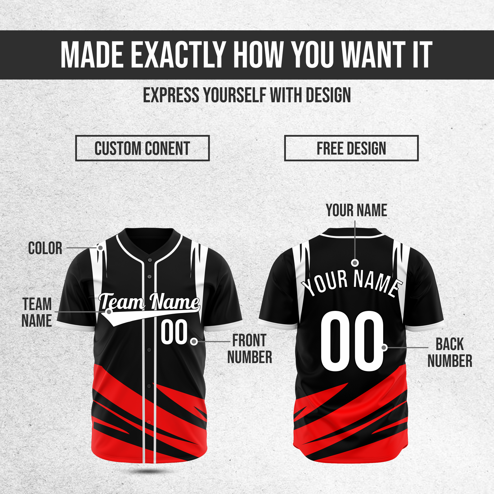 Custom Curve Edge Baseball Black Sports Jersey Personalized Uniform with Name & Number