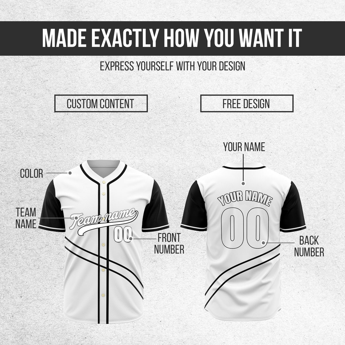 Custom Swift White Raglan Style Baseball Sports Jersey Personalized Uniform with Name & Number