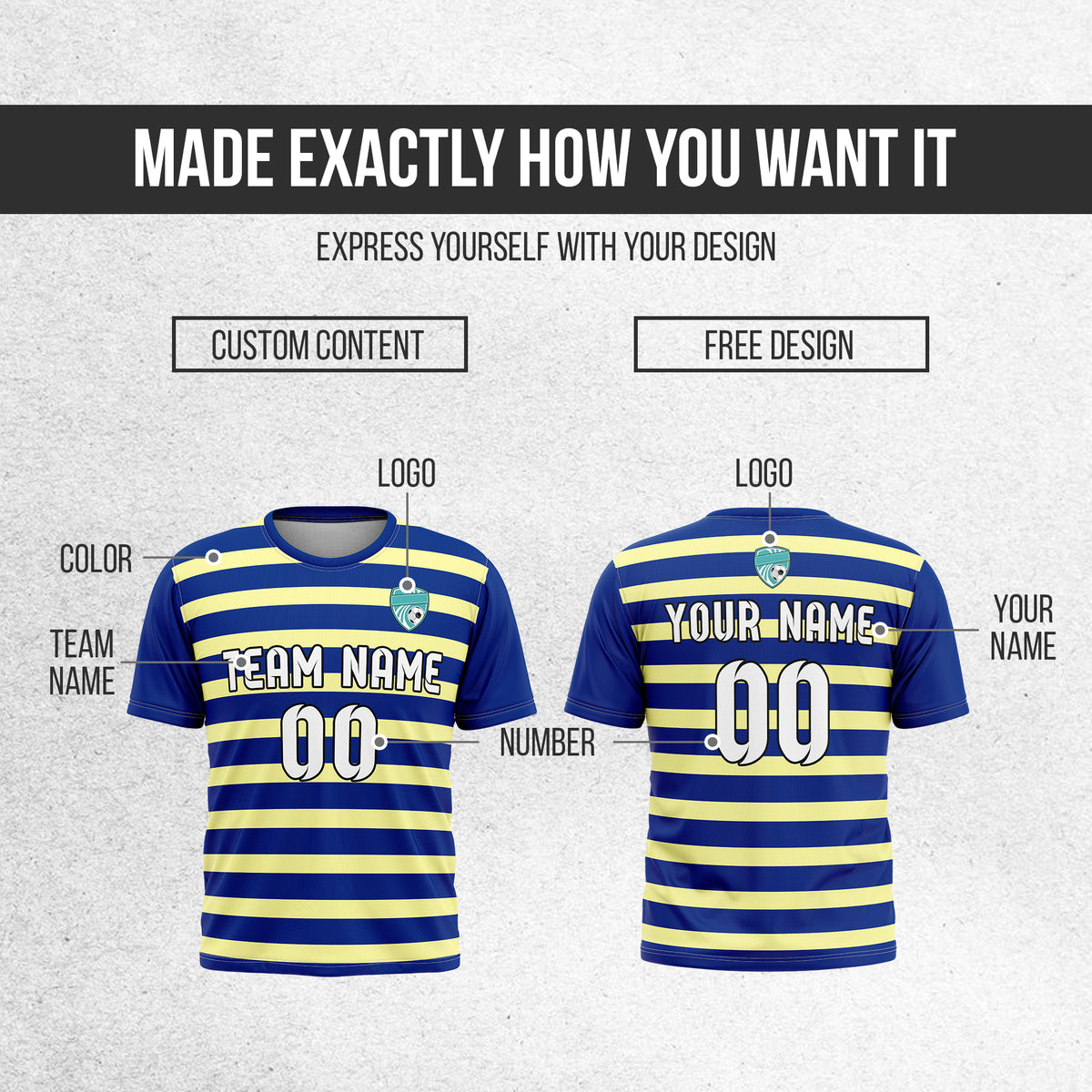Custom Royal Stripe Navy Soccer sport Tops Jersey