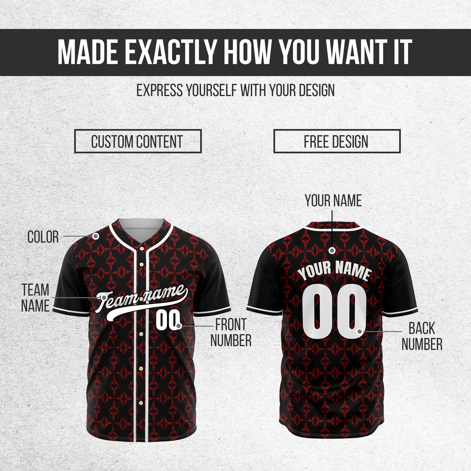 Custom Rhombic Black Baseball Sports Jersey Personalized Uniform with Name & Number
