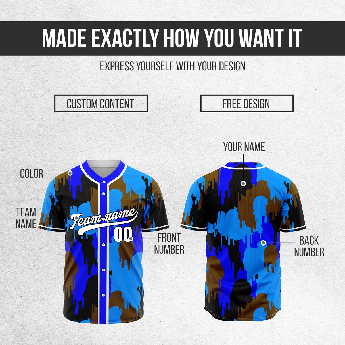 Custom Paint Hustlers Blue Baseball Sports Jersey Personalized Uniform with Name & Number