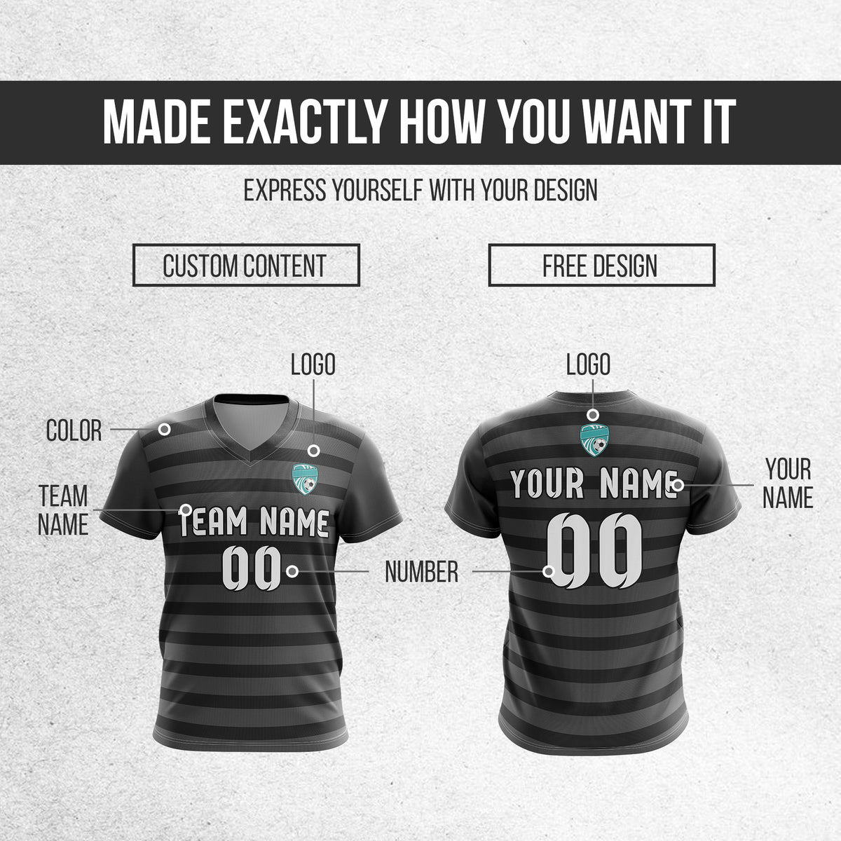 Custom Royal Stripe V-Neck Dark Grey Soccer sport Tops Jersey