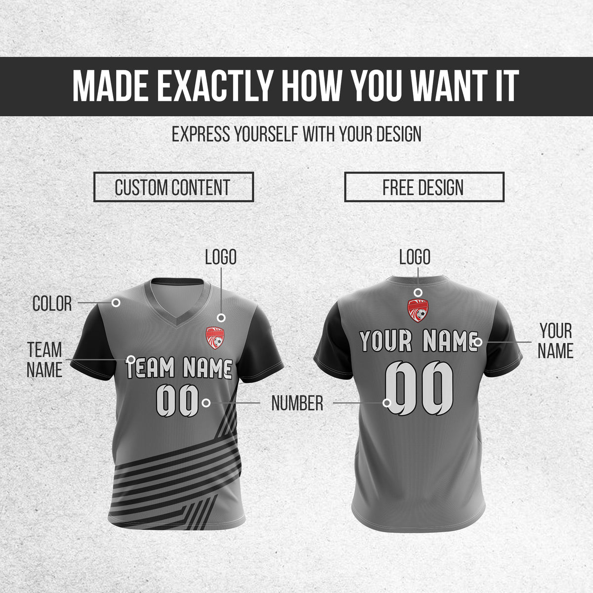 Custom Rapid Line V-Side Pattern Dark Grey Soccer sport Tops Jersey