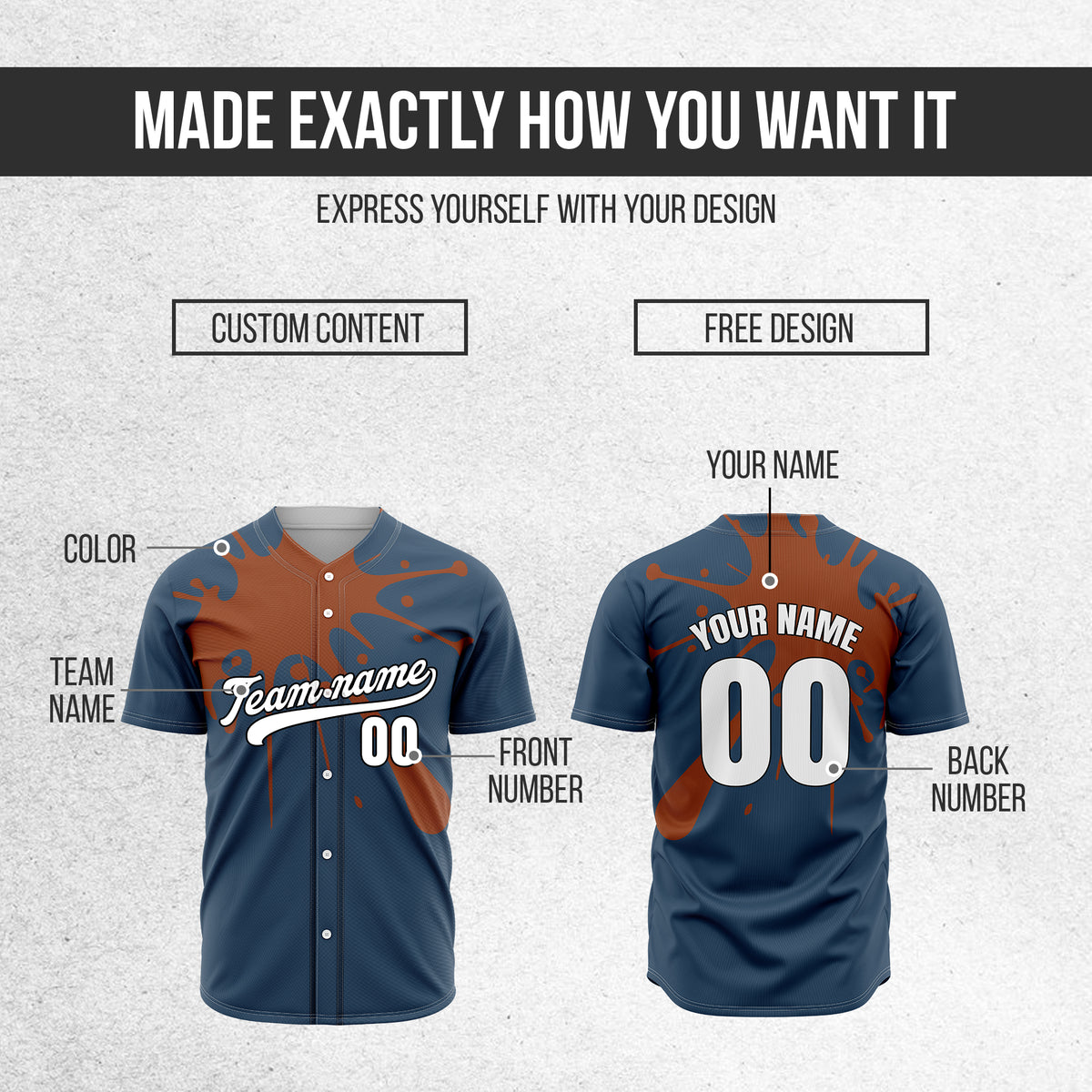 Custom Paint Burst Navy Sports Jersey Personalized Uniform with Name & Number
