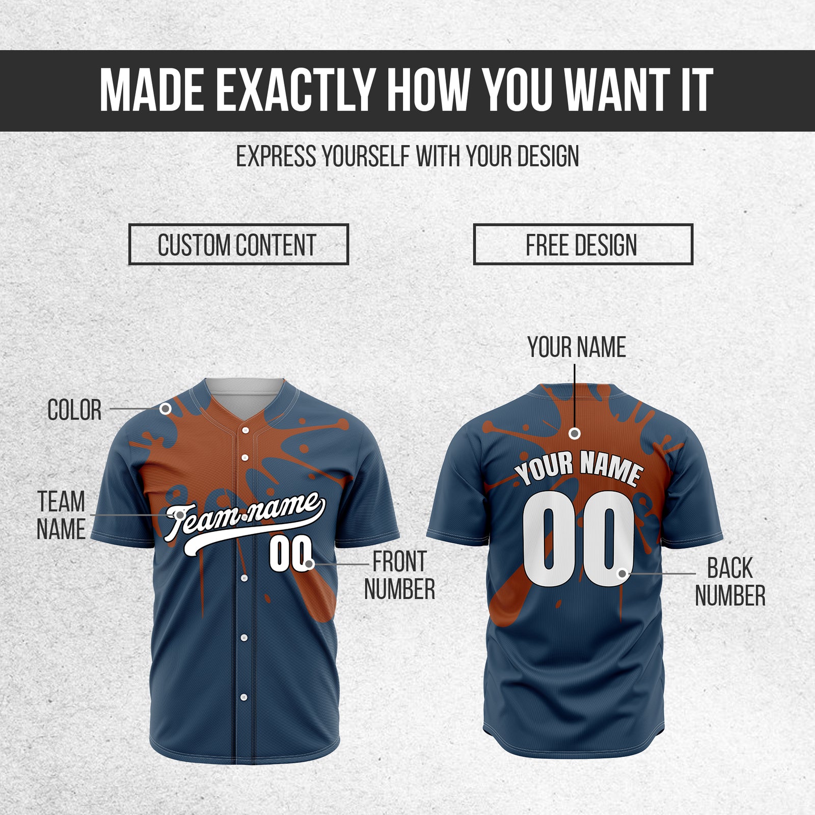 Custom Paint Burst Navy Sports Jersey Personalized Uniform with Name & Number