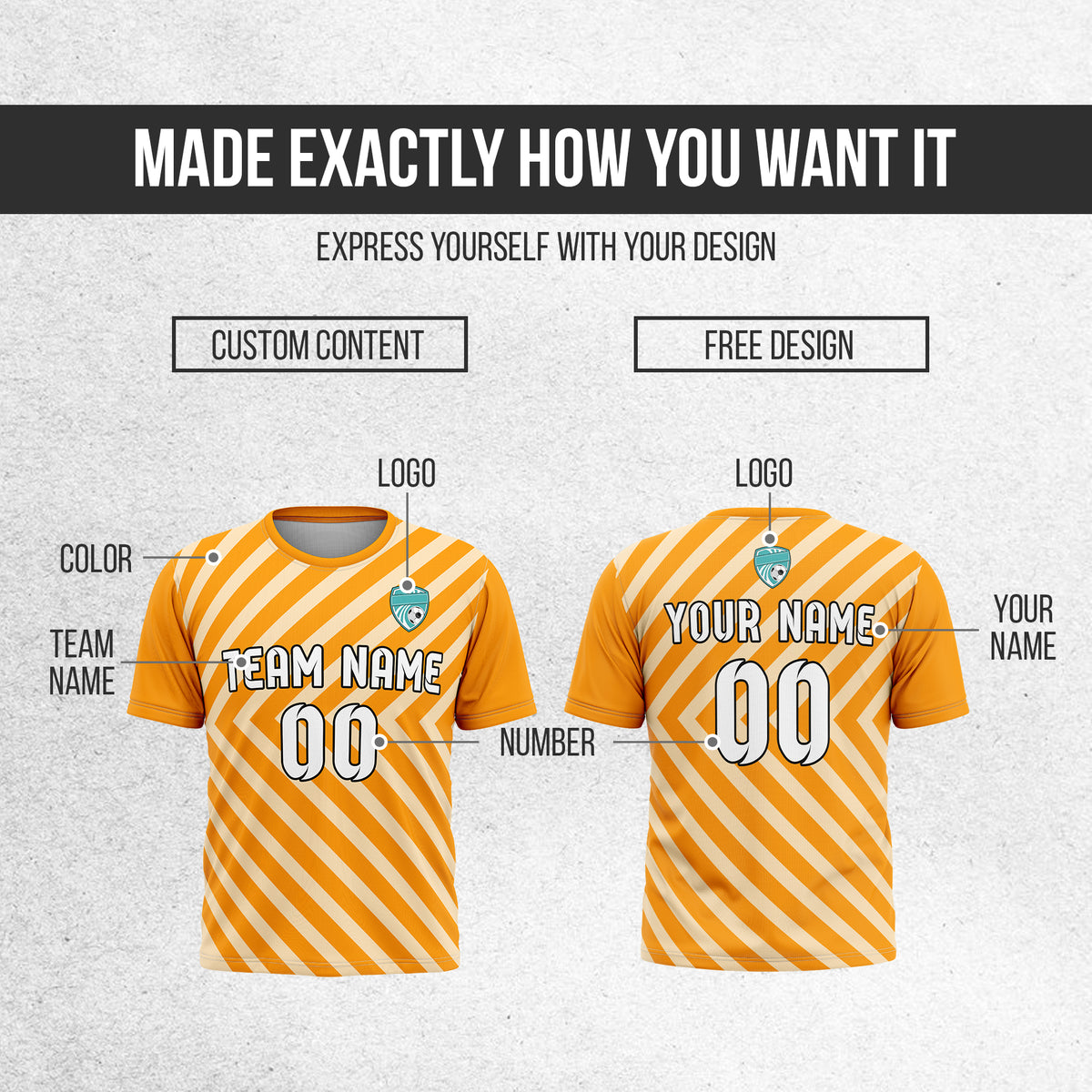 Custom SwiftStripe Orange Soccer sport Tops Jersey