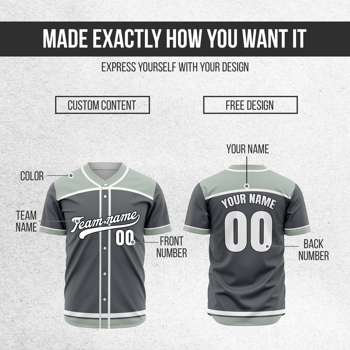 Custom Marquee Classic Baseball Dark Grey Sports Jersey Personalized Uniform with Name & Number