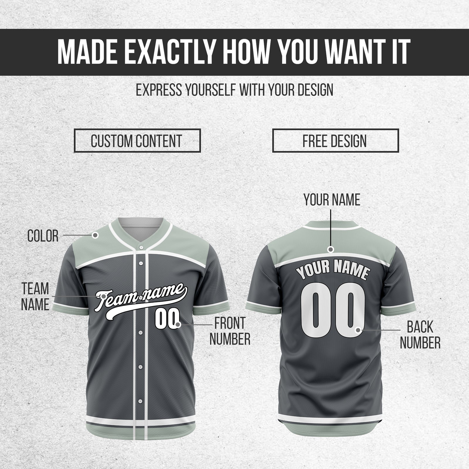 Custom Marquee Classic Baseball Dark Grey Sports Jersey Personalized Uniform with Name & Number