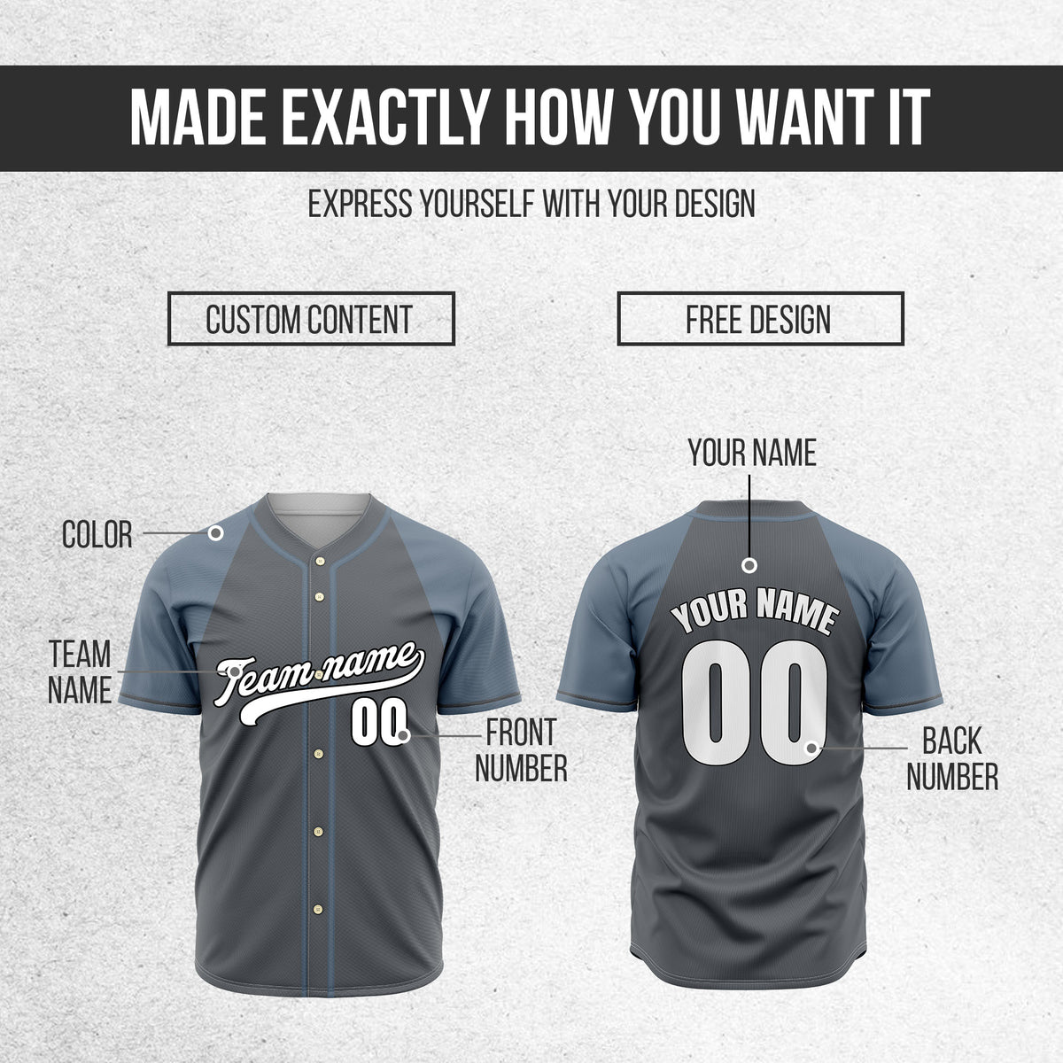 Custom Desert Blaze Dark Grey Raglan Style Baseball Sports Jersey Personalized Uniform with Name & Number