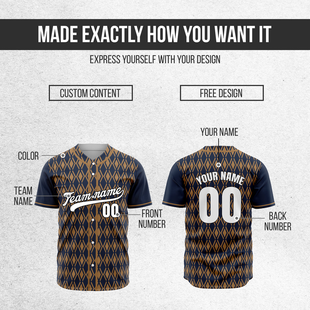 Custom Rhombic Edge Navy Baseball Sports Jersey Personalized Uniform with Name & Number