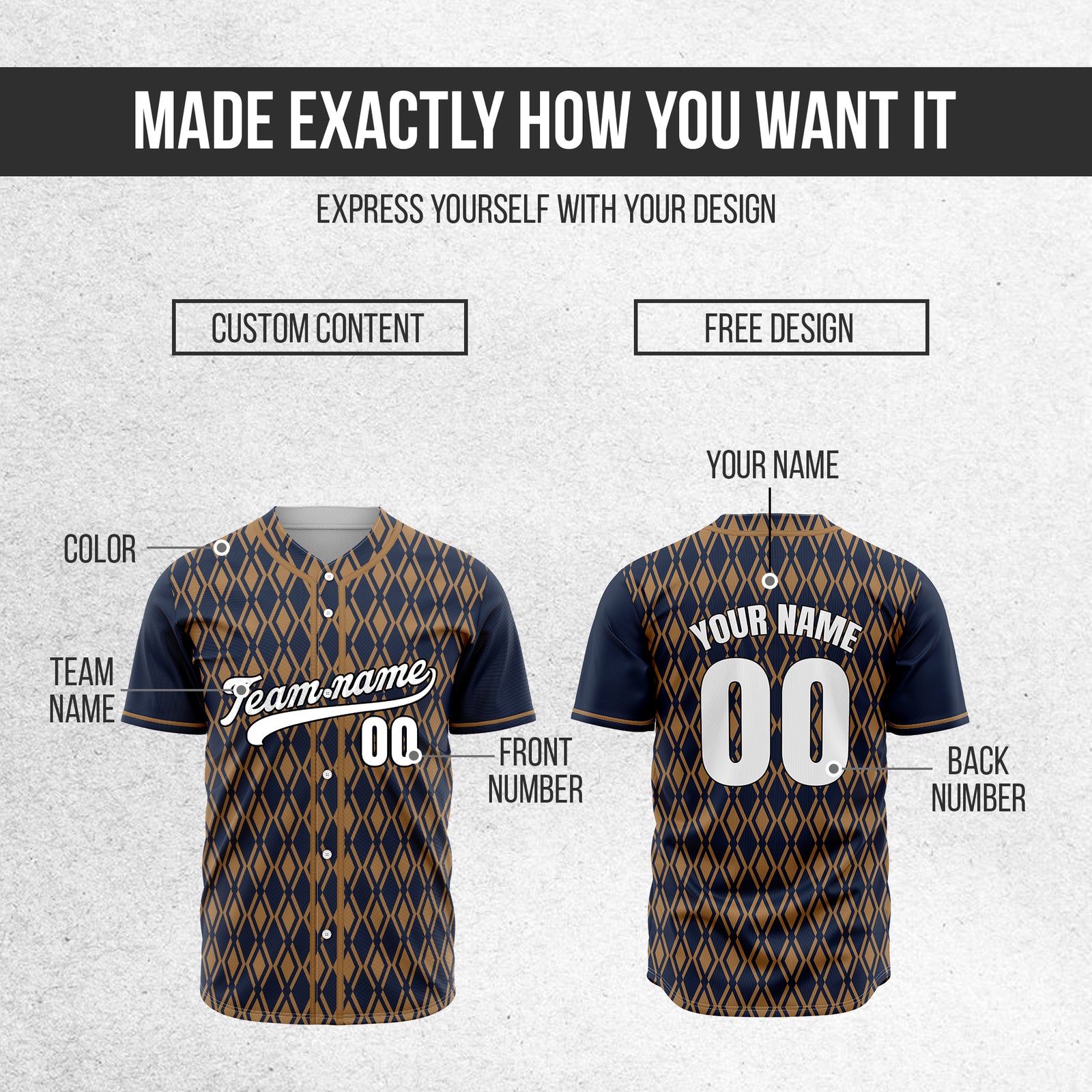 Custom Rhombic Edge Navy Baseball Sports Jersey Personalized Uniform with Name & Number