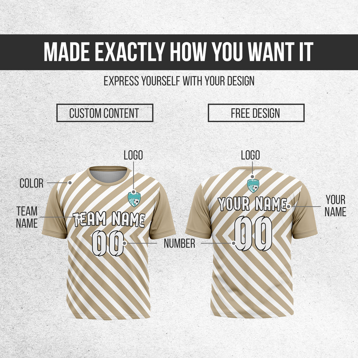 Custom SwiftStripe khaki Soccer sport Tops Jersey