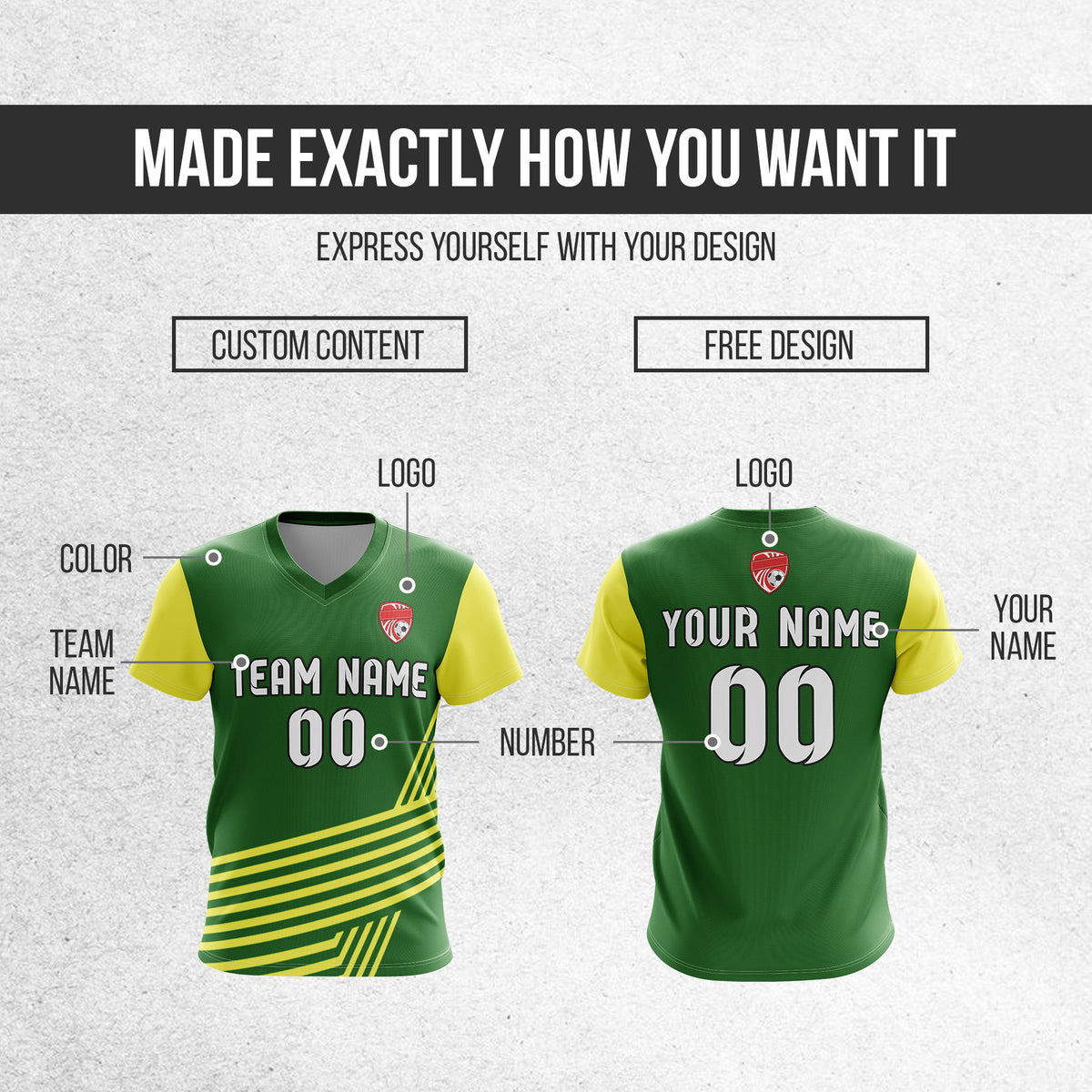Custom Rapid Line V-Side Pattern Green Soccer sport Tops Jersey