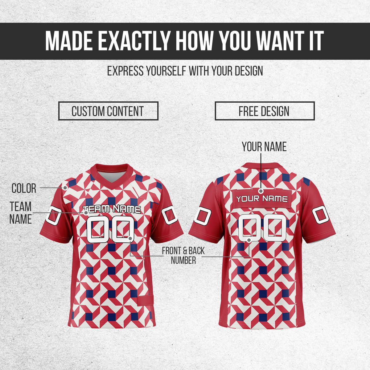 Custom Elite Red Graffiti Print Mesh Authentic Football Jersey