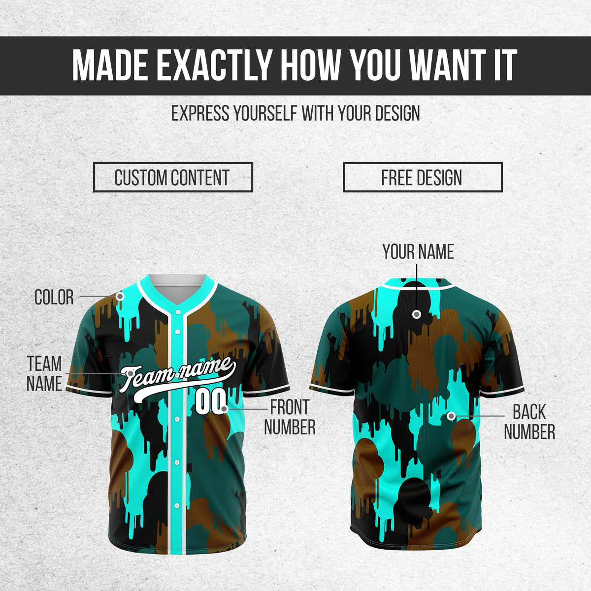 Custom Paint Hustlers Aqua Baseball Sports Jersey Personalized Uniform with Name & Number