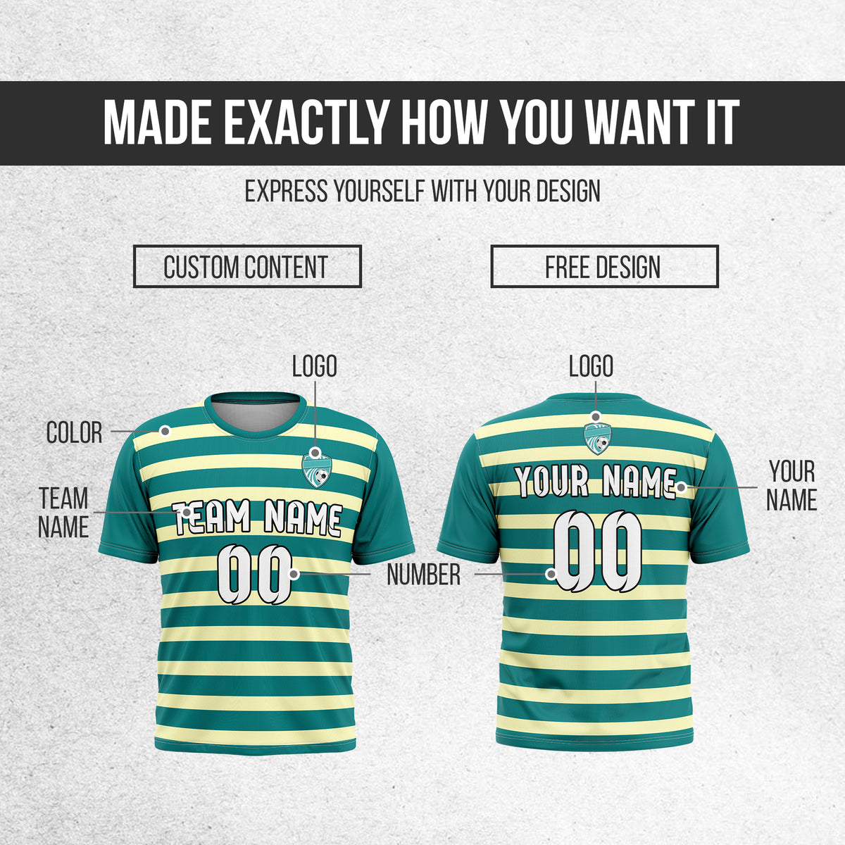 Custom Royal Stripe Teal Soccer sport Tops Jersey