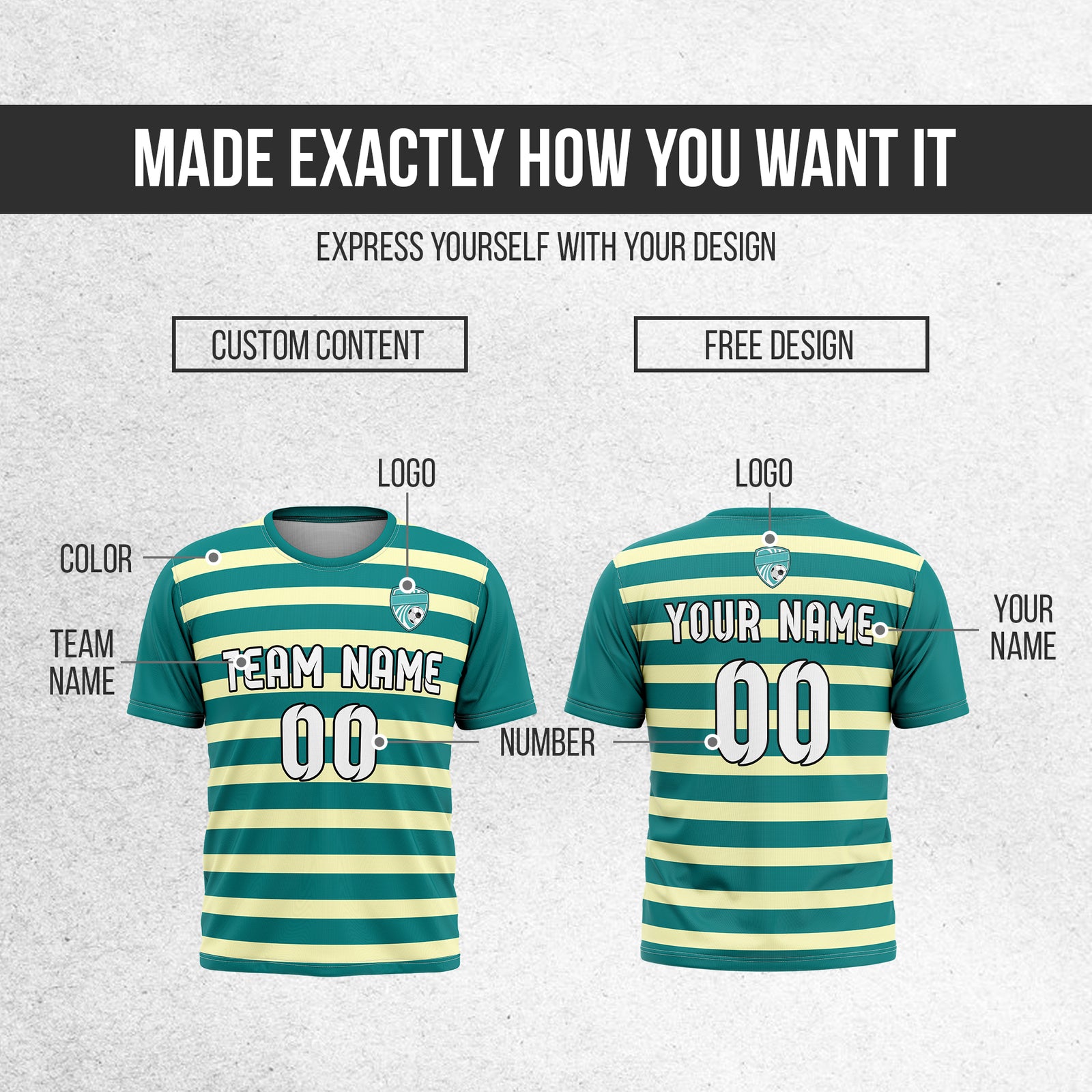 Custom Royal Stripe Teal Soccer sport Tops Jersey