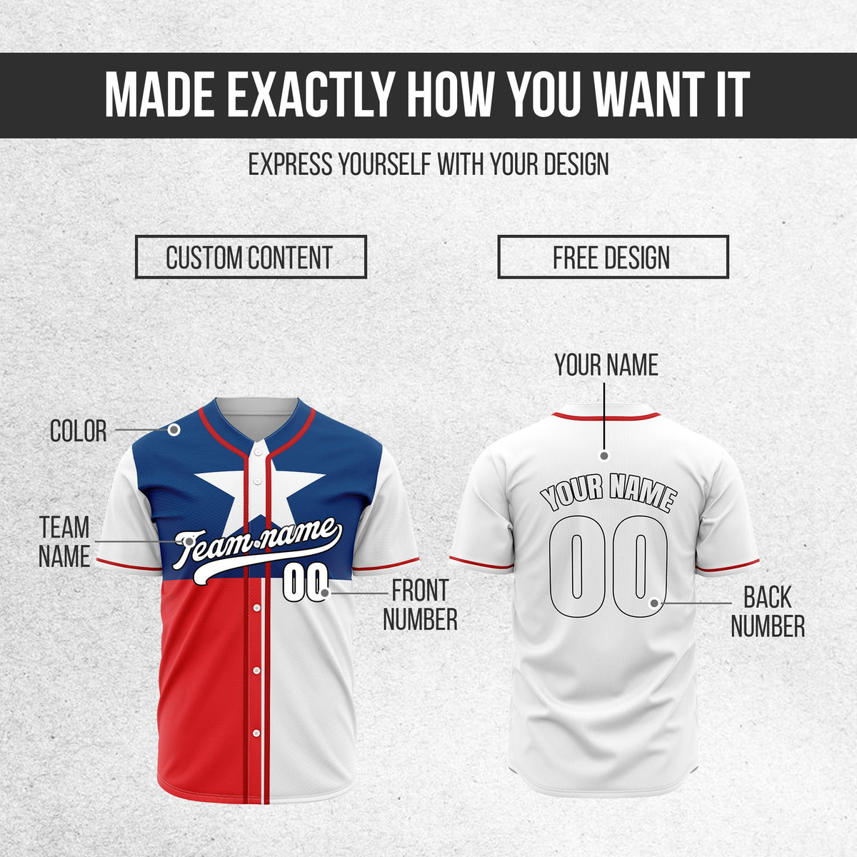 Custom Texas Legacy Baseball Sports Jersey Personalized Uniform with Name & Number