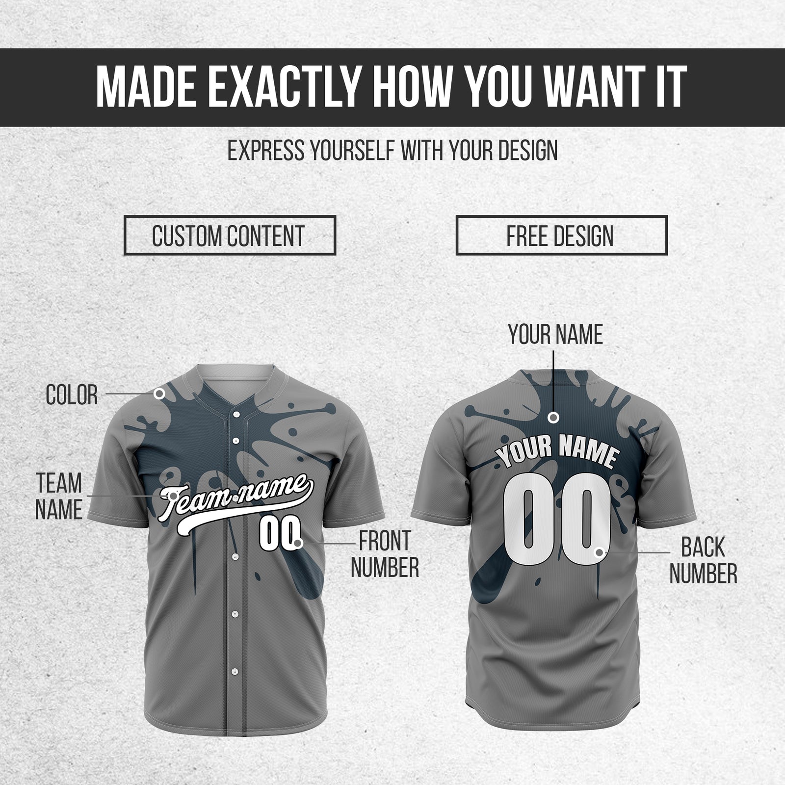 Custom Paint Burst Grey Sports Jersey Personalized Uniform with Name & Number