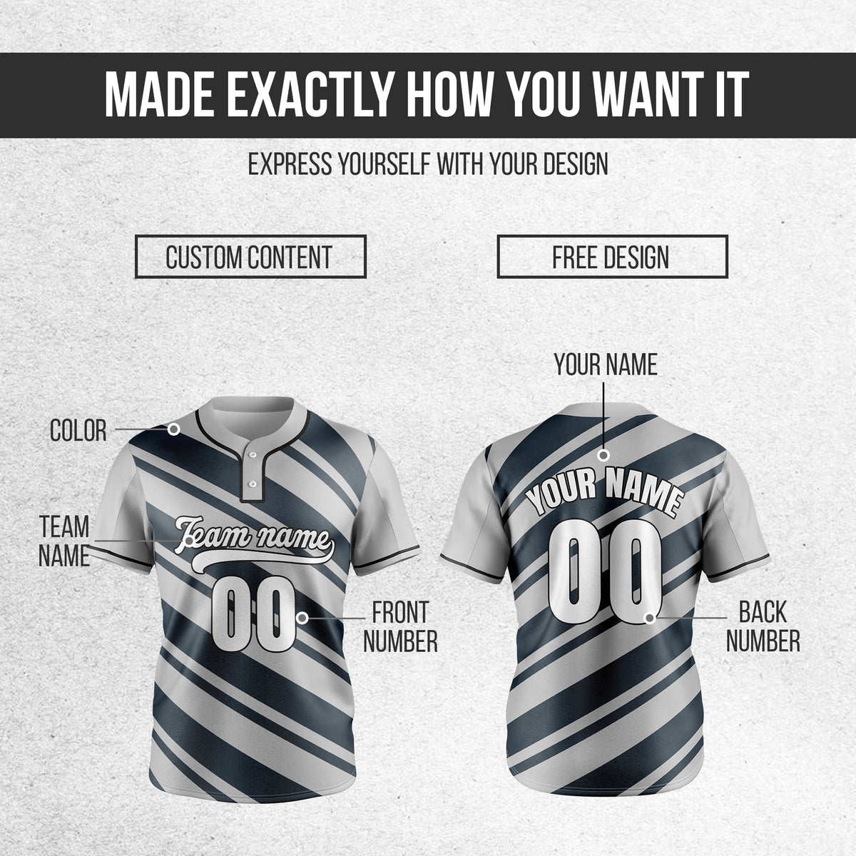 Custom Bold Flow Grey Baseball Sports Jersey Personalized Uniform with Name & Number