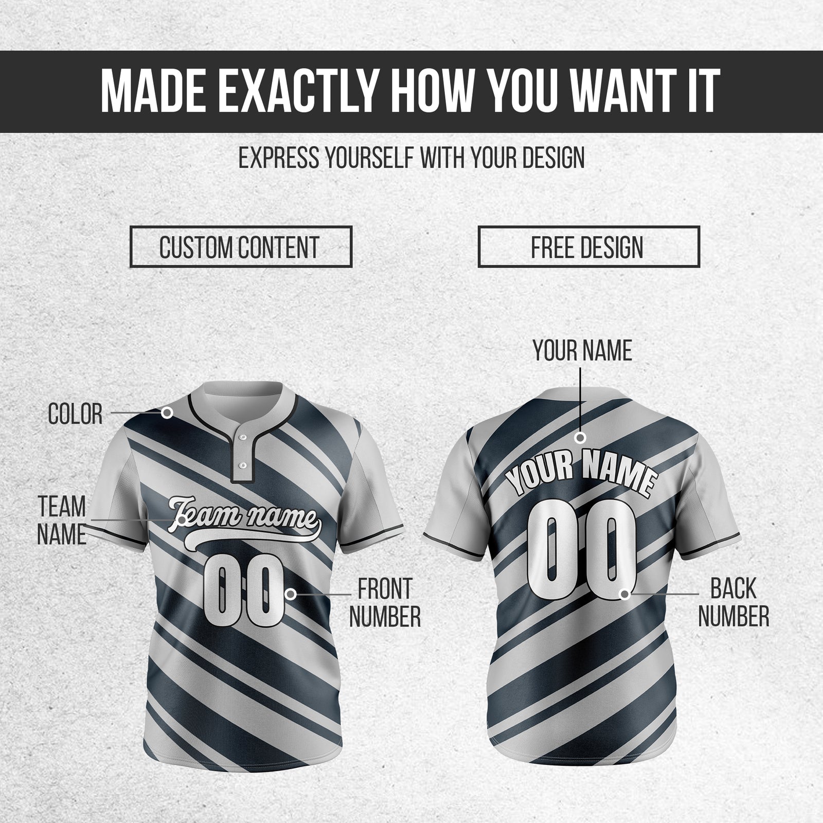 Custom Bold Flow Grey Baseball Sports Jersey Personalized Uniform with Name & Number