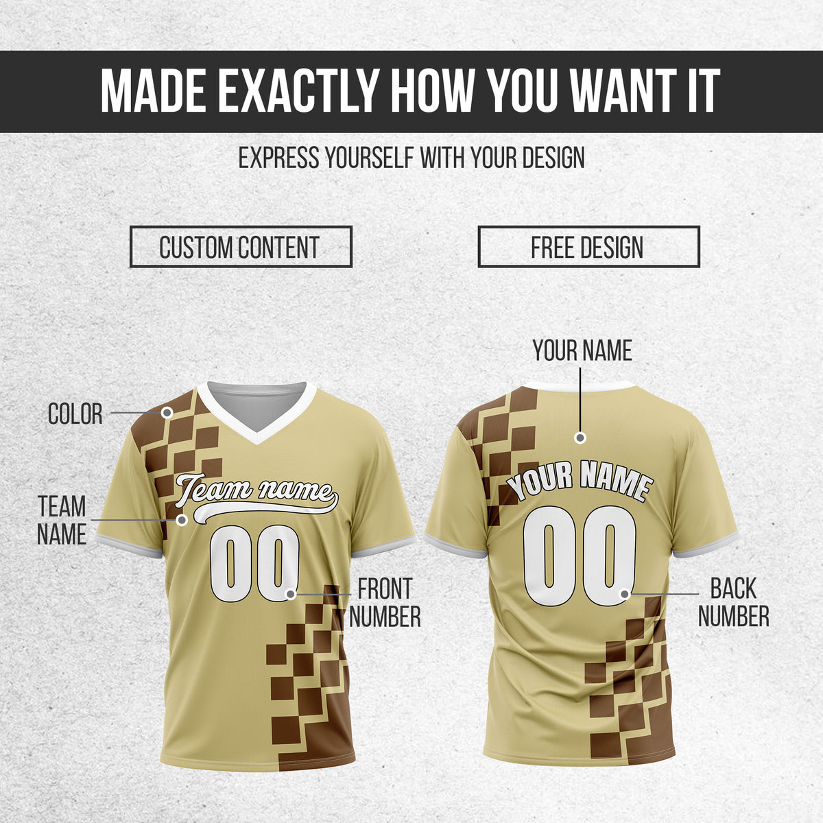 Custom Shadow Pixel Khaki Baseball Sports Jersey Personalized Uniform with Name & Number