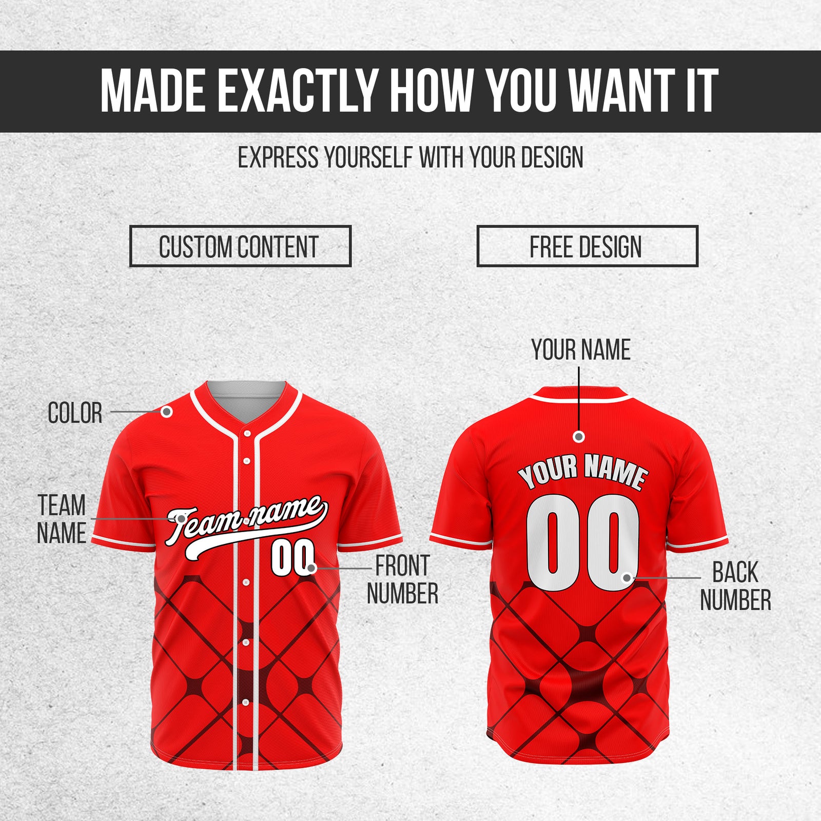 Custom Gridlock Red Baseball Sports Jersey Personalized Uniform with Name & Number