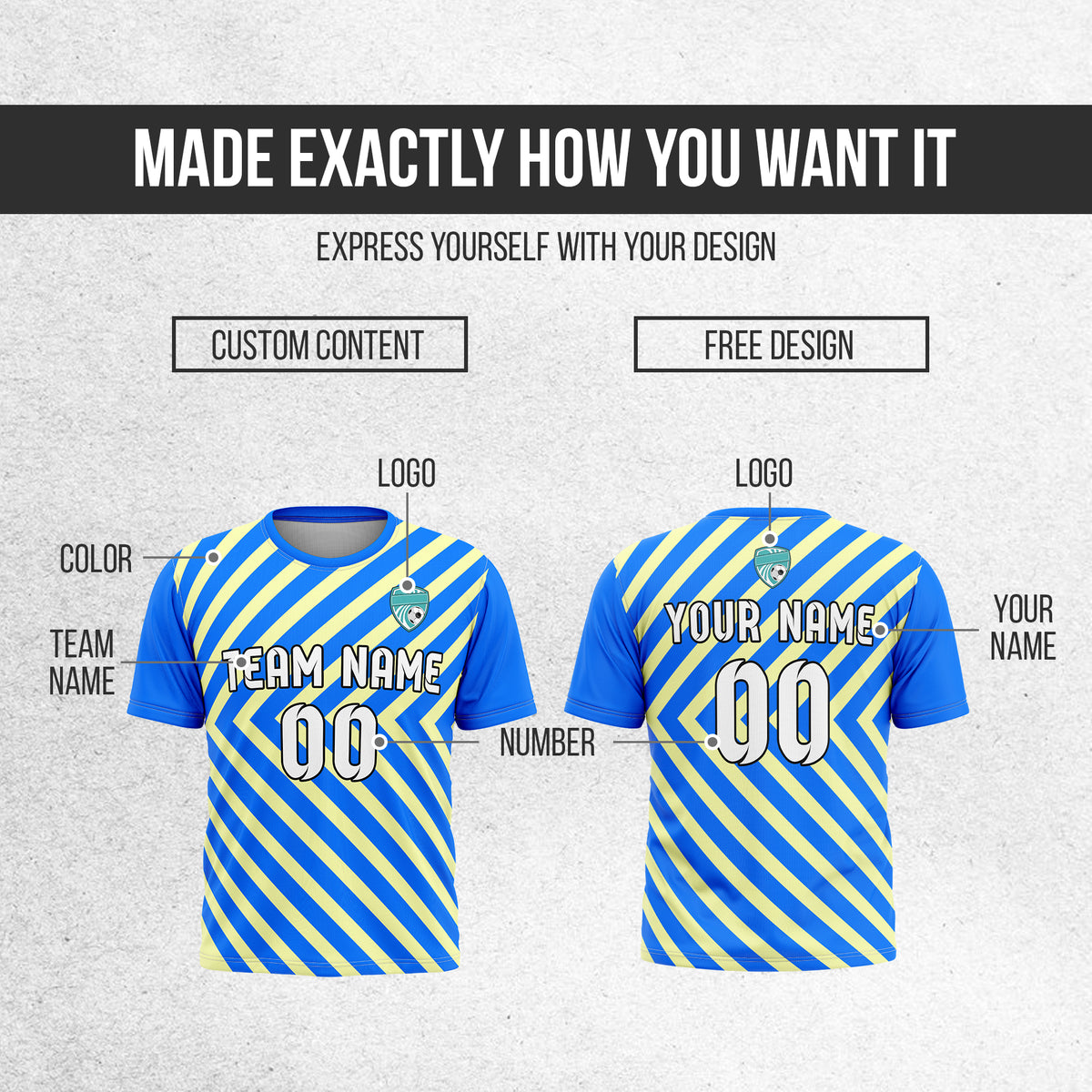 Custom SwiftStripe Blue Soccer sport Tops Jersey