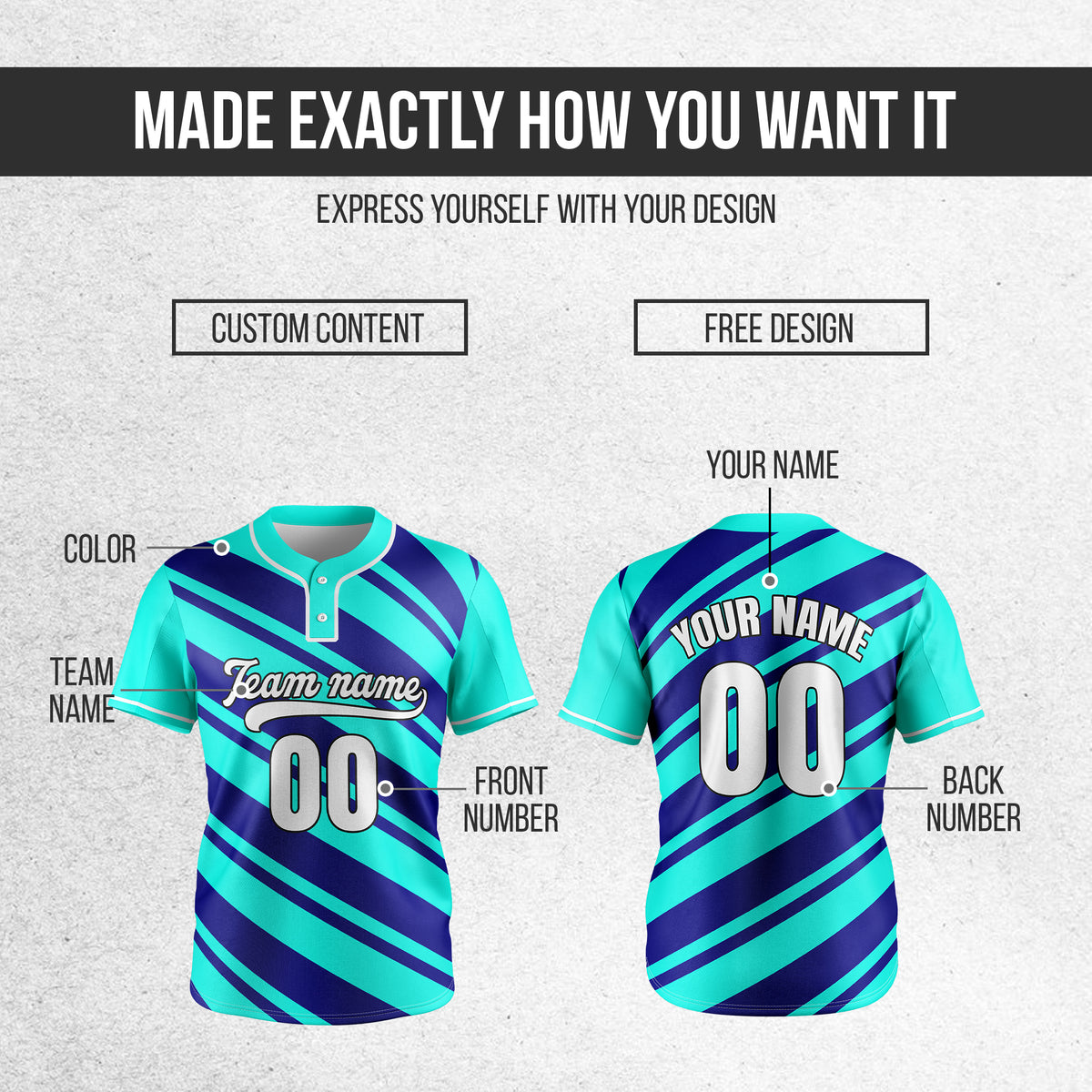 Custom Bold Flow Aqua Baseball Sports Jersey Personalized Uniform with Name & Number