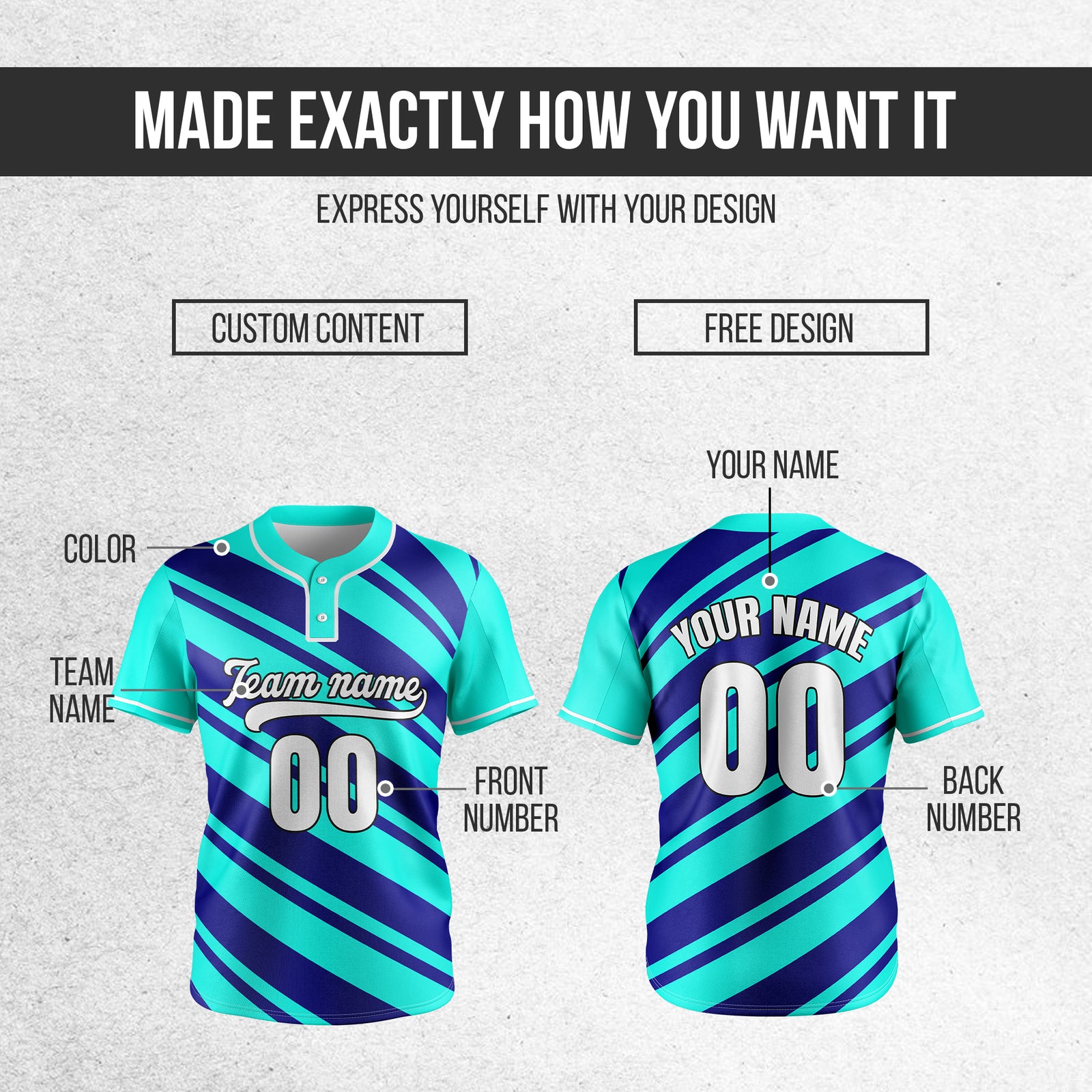 Custom Bold Flow Aqua Baseball Sports Jersey Personalized Uniform with Name & Number
