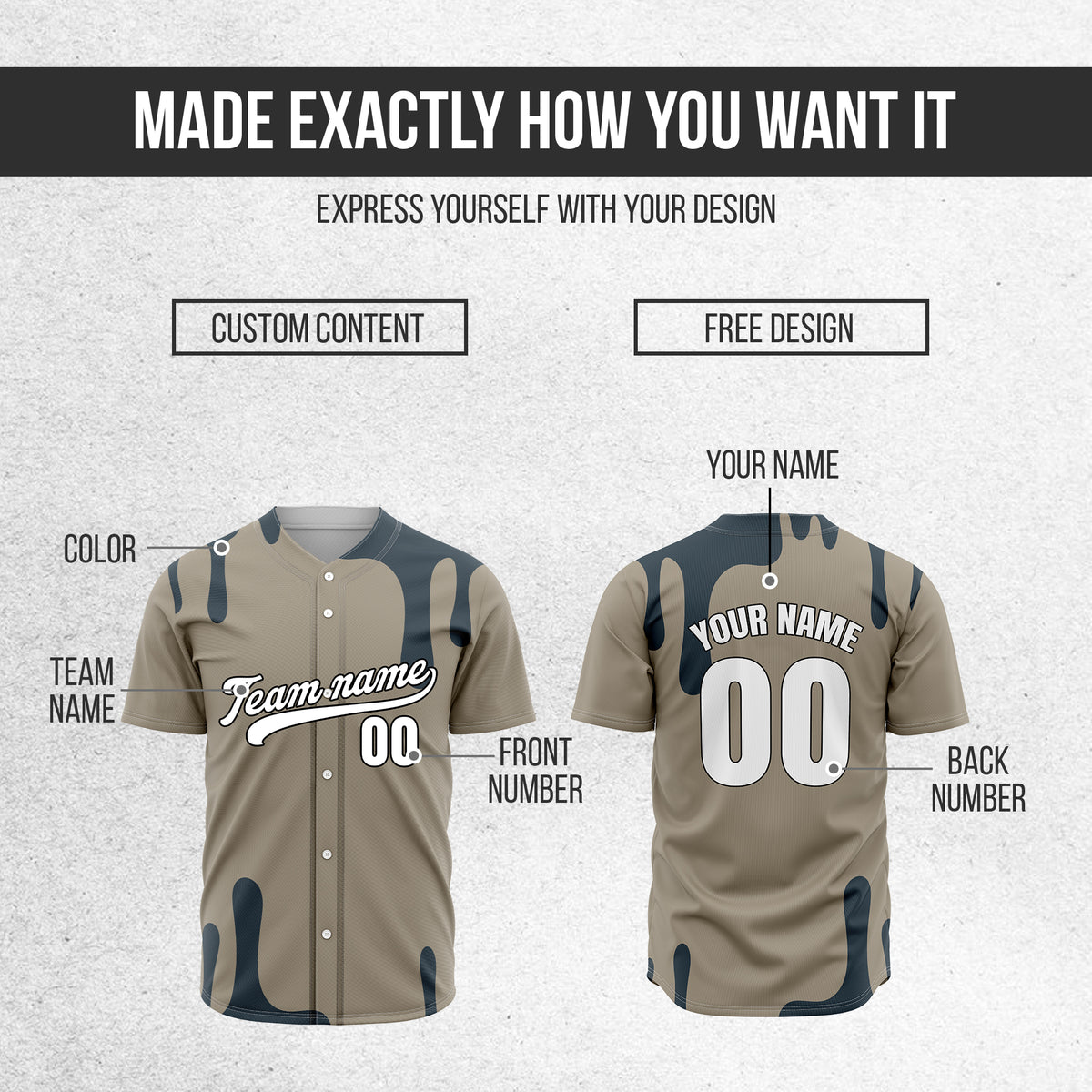 Custom Ink Dripline Grey Sports Jersey Personalized Uniform with Name & Number
