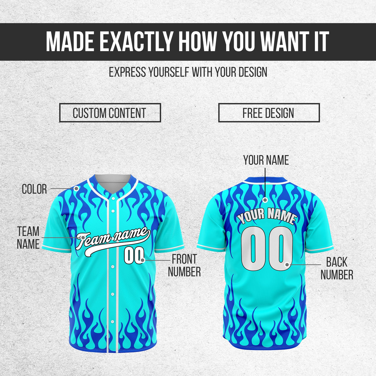 Custom Frostburn Aqua Baseball Sports Jersey Personalized Uniform with Name & Number