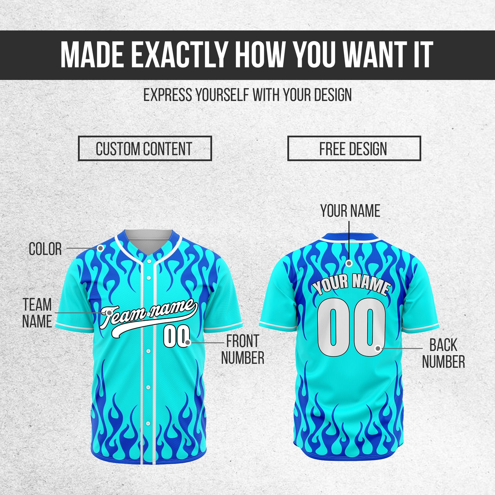 Custom Frostburn Aqua Baseball Sports Jersey Personalized Uniform with Name & Number