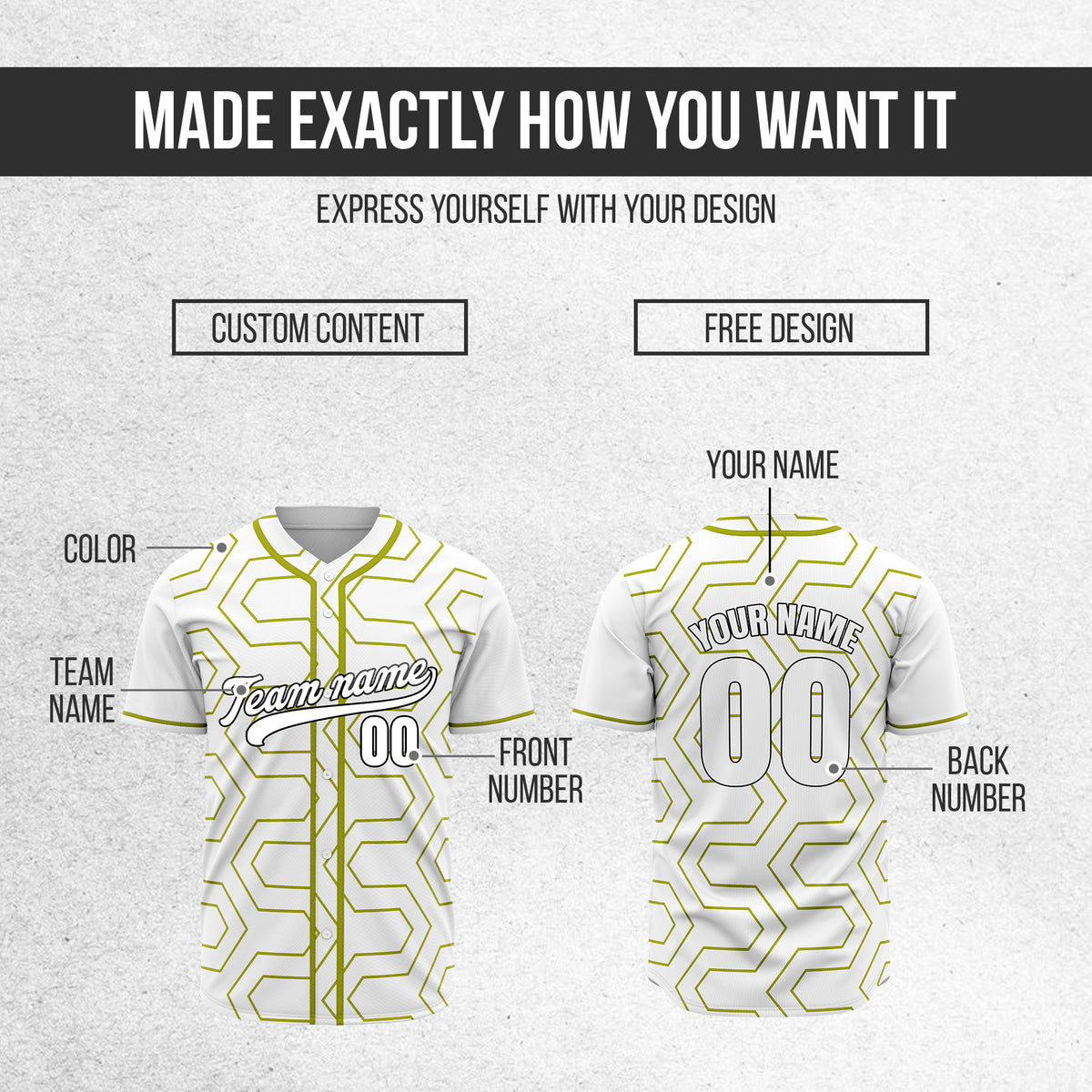 Custom Rhombus Rush White Baseball Sports Jersey Personalized Uniform with Name & Number