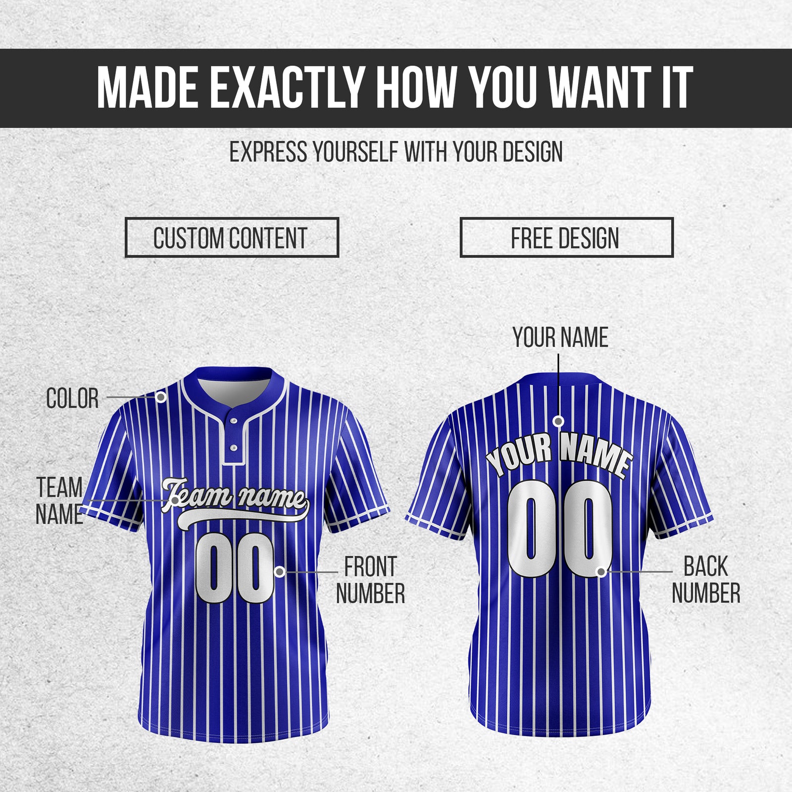 Custom Pinstripe Baseball Navy Sports Jersey Personalized Uniform with Name & Number