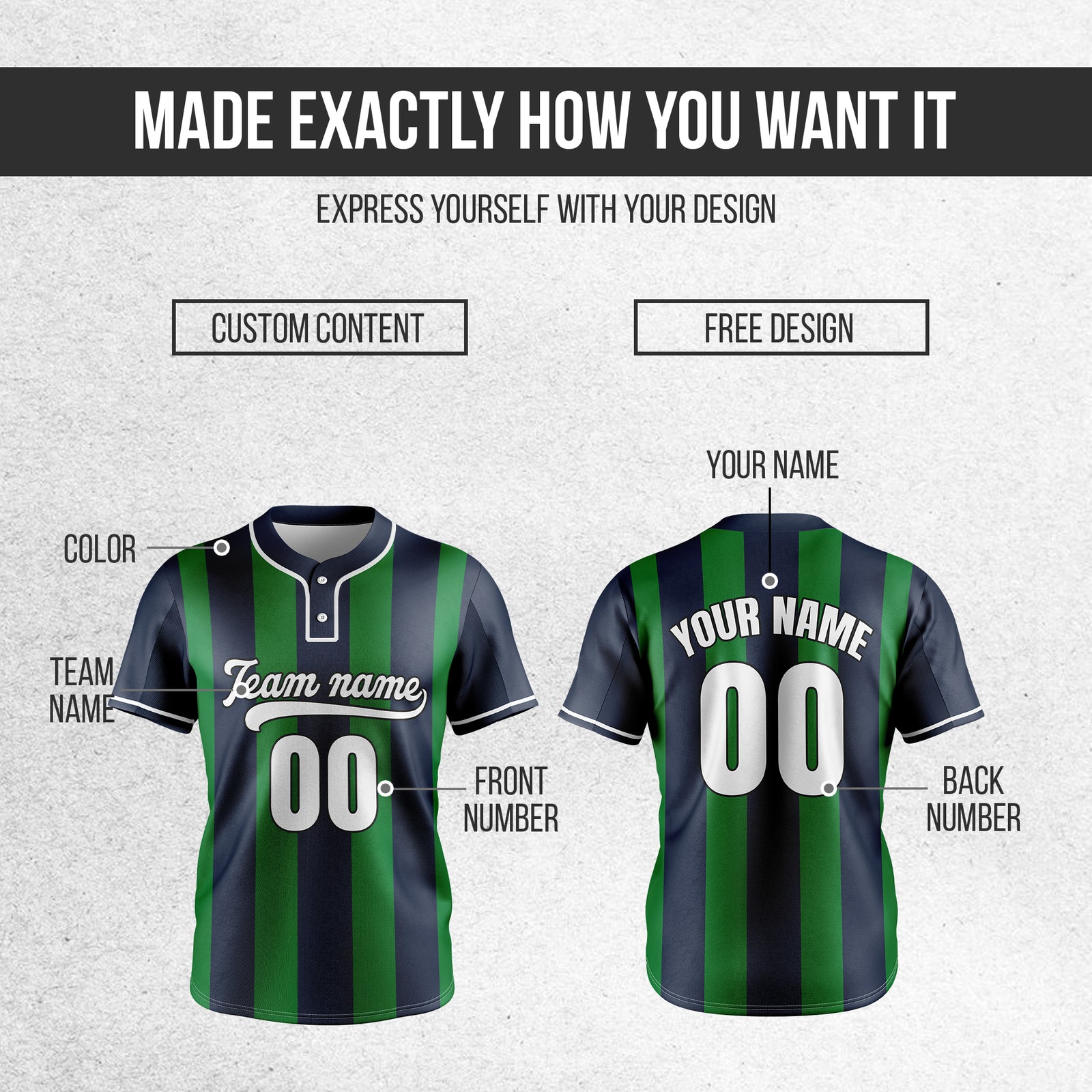 Custom Dual Stripe Navy Baseball Sports Jersey Personalized Uniform with Name & Number