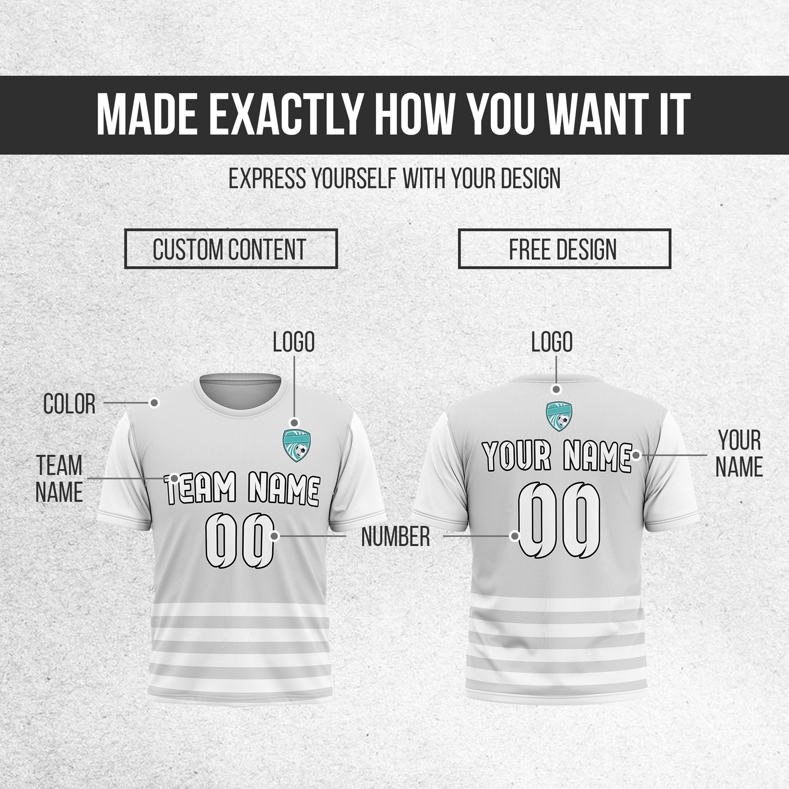 Custom BaseLine Stripe Grey Soccer sport Tops Jersey