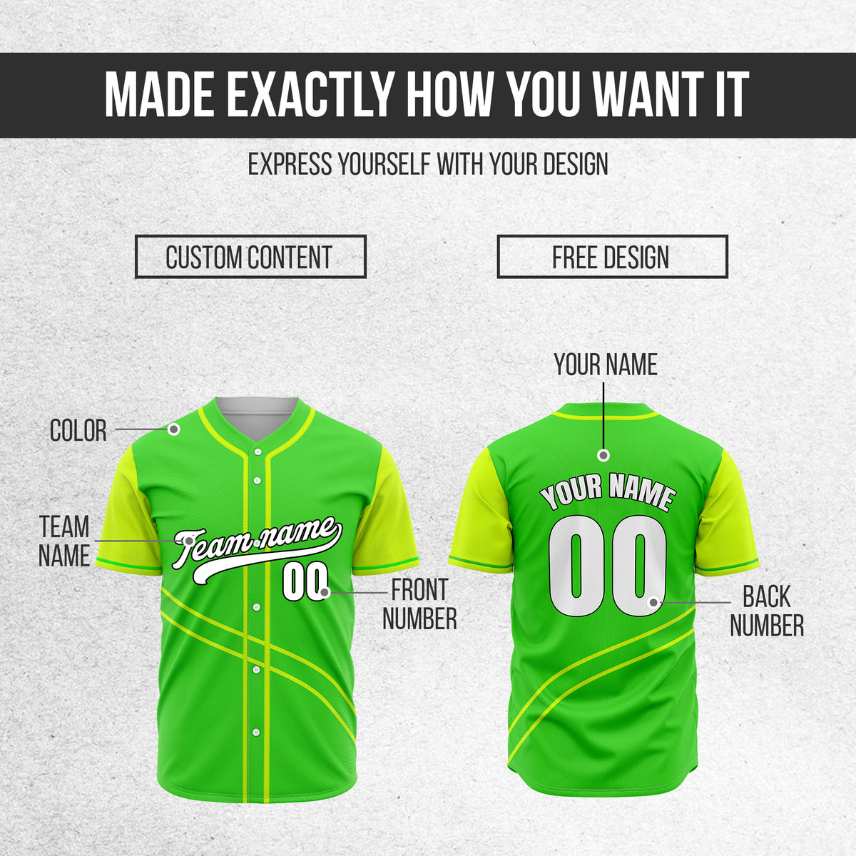 Custom Swift Neon Green Raglan Style Baseball Sports Jersey Personalized Uniform with Name & Number