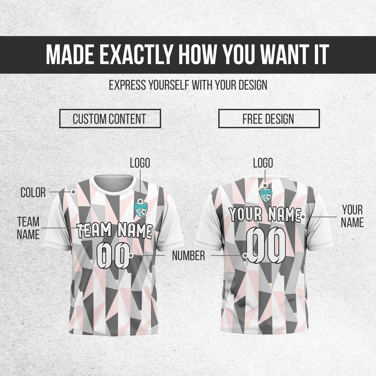 Custom Crystal R-Full Pattern Soccer White Sport Tops Jersey