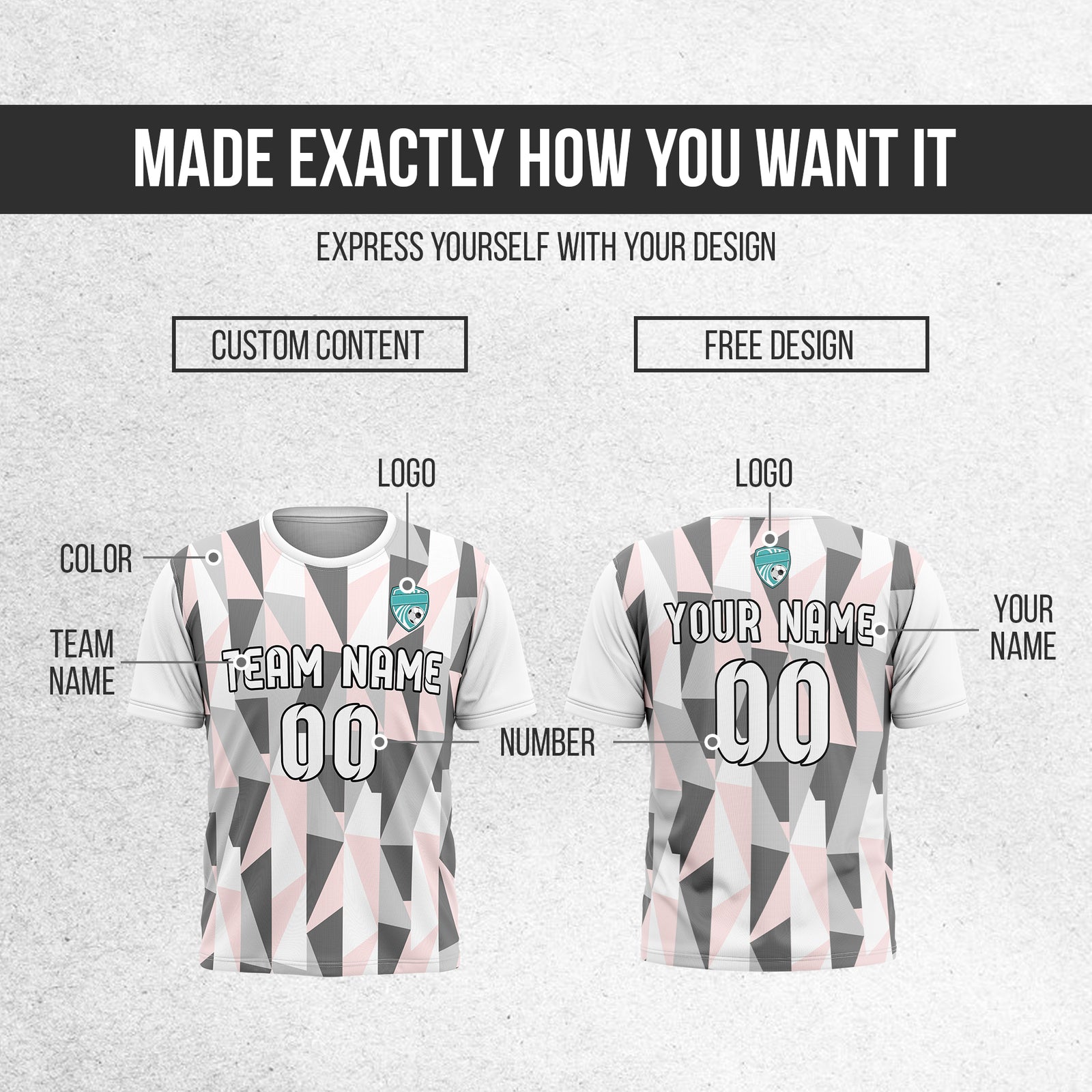 Custom Crystal R-Full Pattern Soccer White Sport Tops Jersey