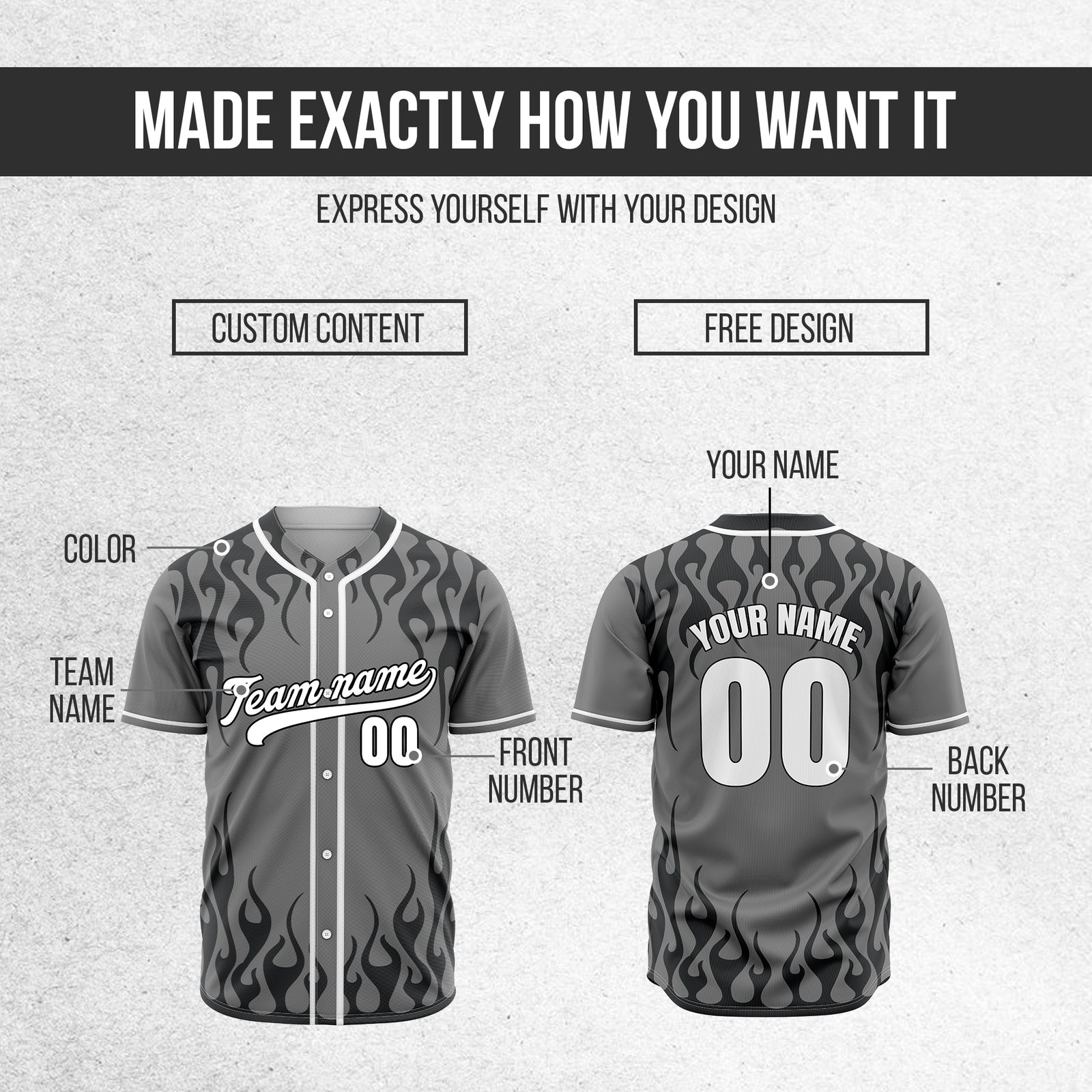Custom Frostburn Grey Baseball Sports Jersey Personalized Uniform with Name & Number