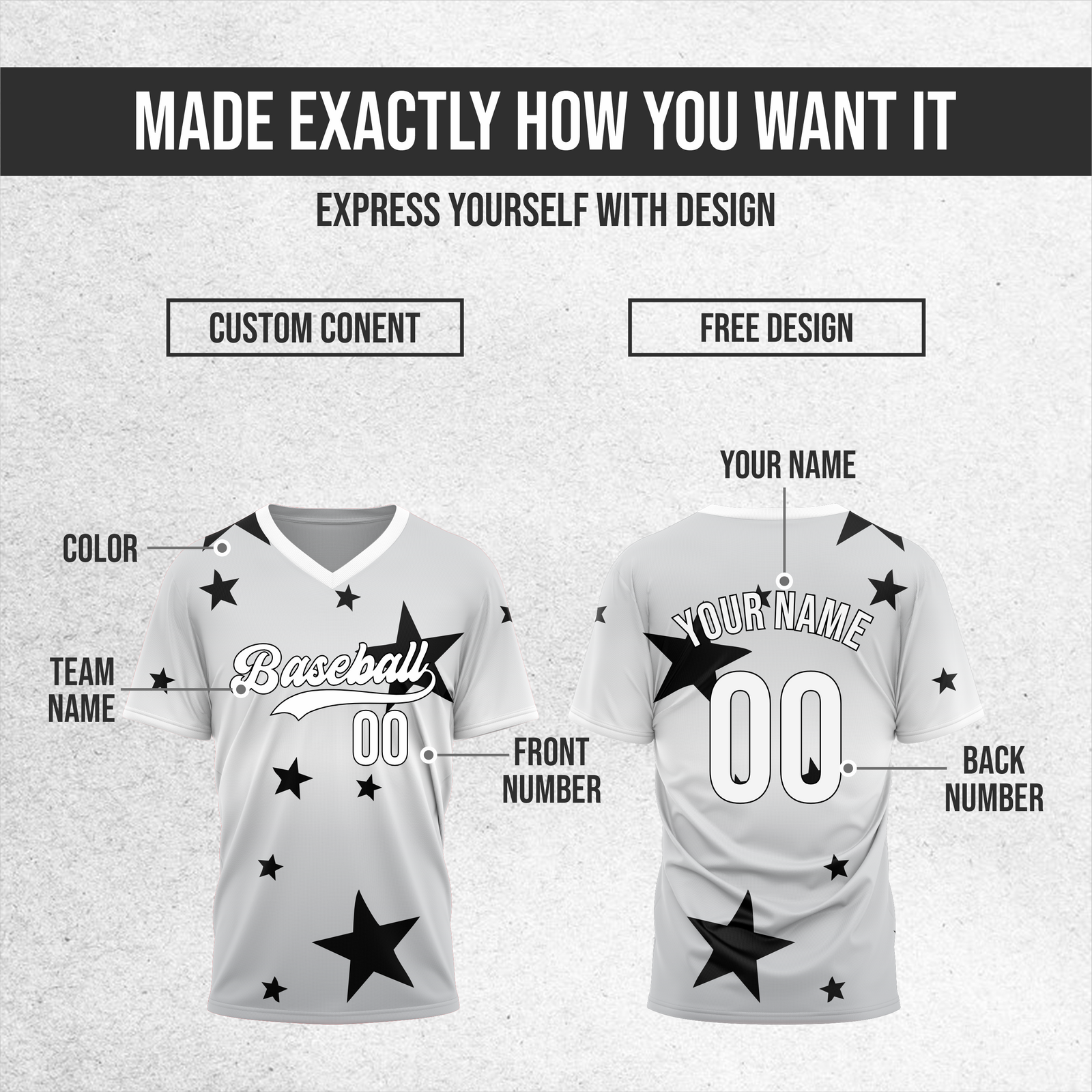 Custom Starfall Gradient Baseball Grey Sports Jersey Personalized Uniform with Name & Number
