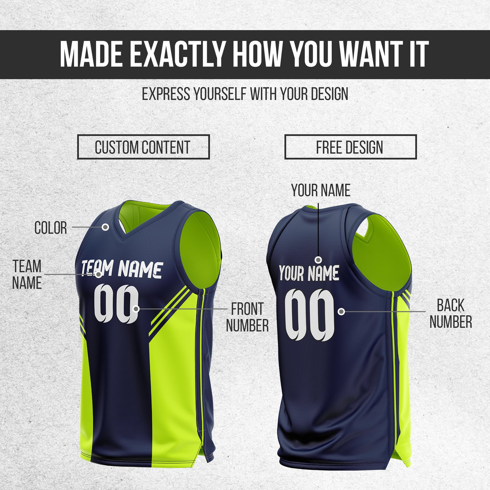 Custom Neon green V Neck  Reversible Basketball Jerseys | Personalized Double Side Tops