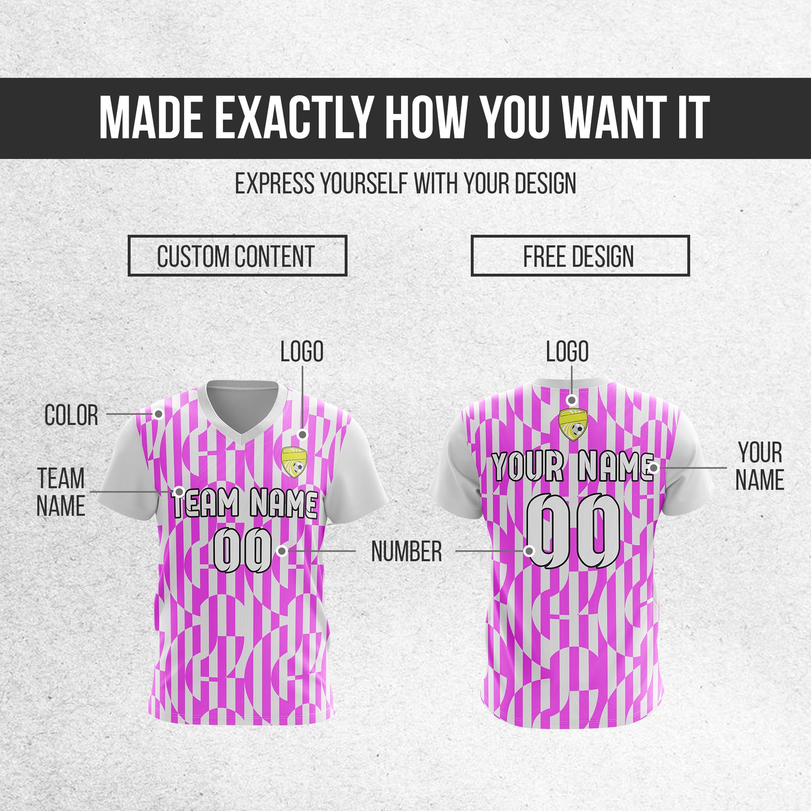Custom Pulse Grid V-Full Pattern White Soccer sport Tops Jersey
