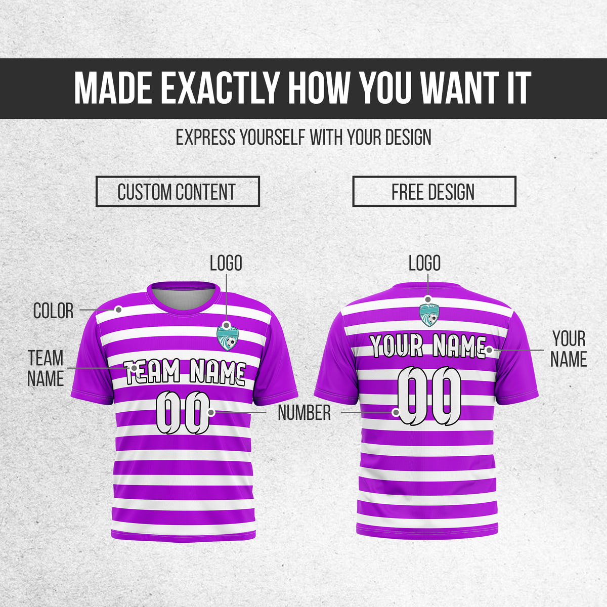 Custom Royal Stripe Purple Soccer sport Tops Jersey