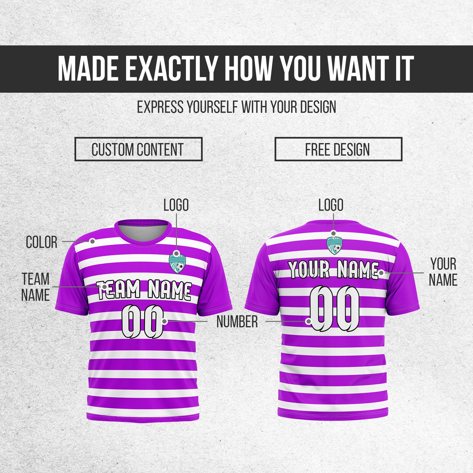 Custom Royal Stripe Purple Soccer sport Tops Jersey