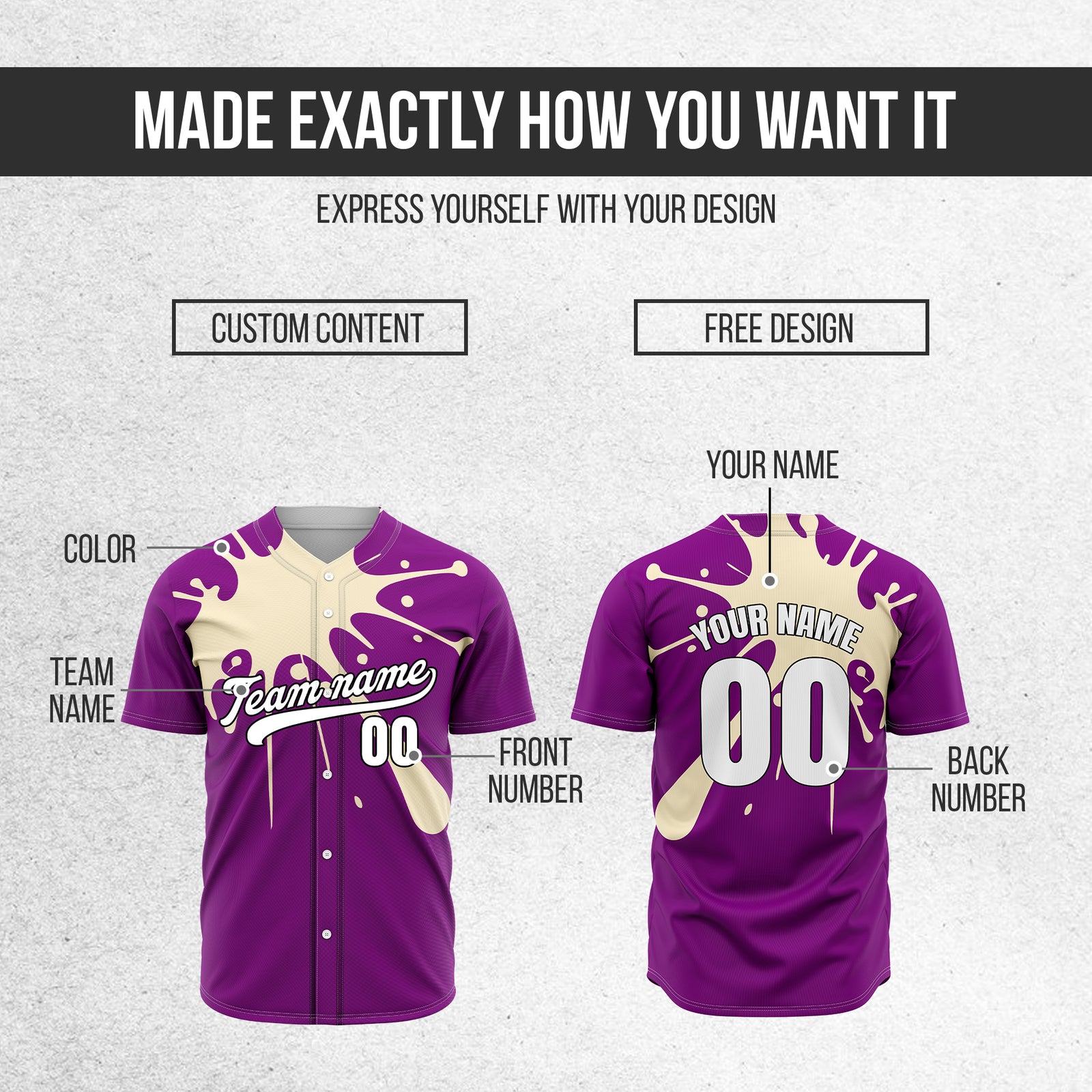 Custom Paint Burst Purple Sports Jersey Personalized Uniform with Name & Number