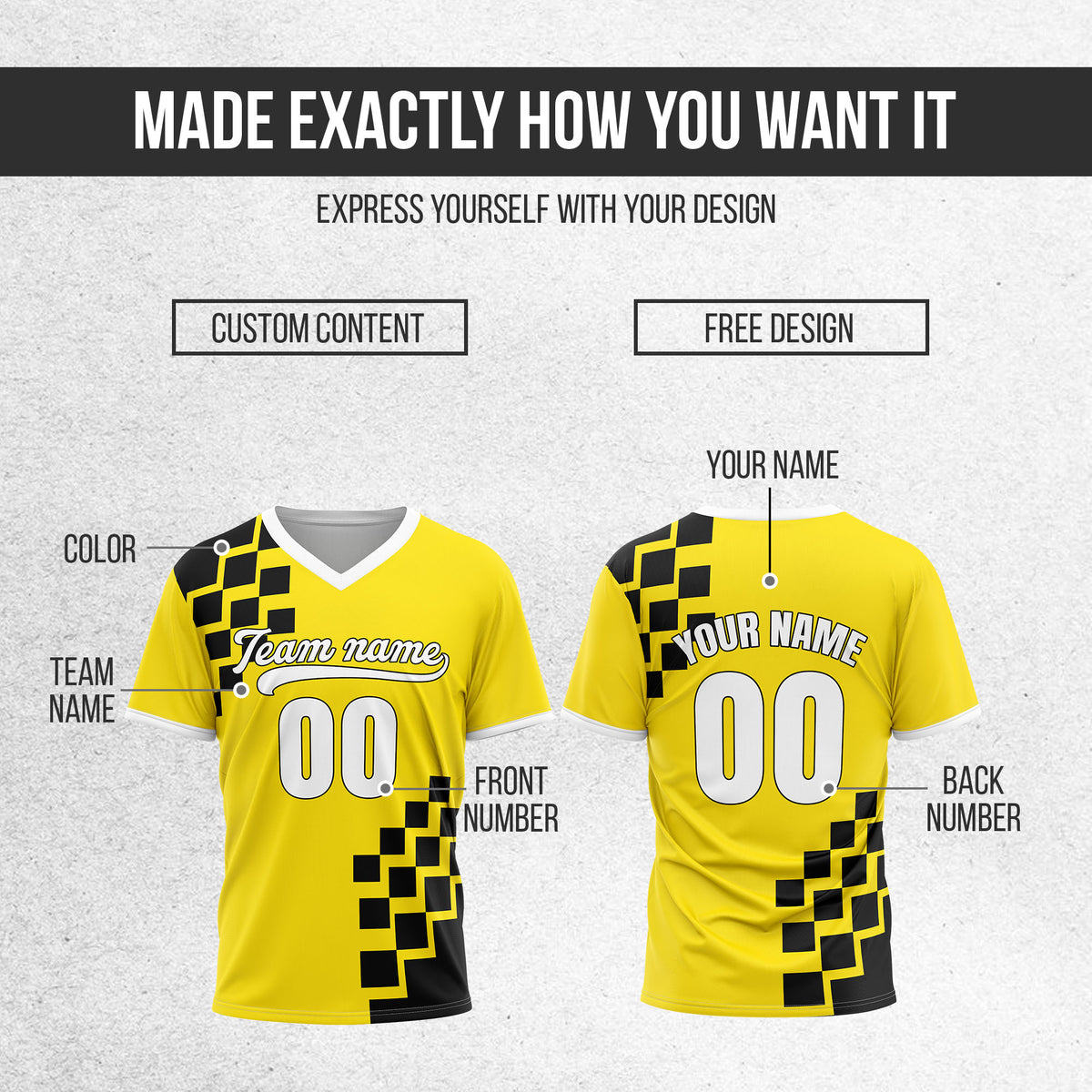Custom Shadow Pixel Yellow Baseball Sports Jersey Personalized Uniform with Name & Number