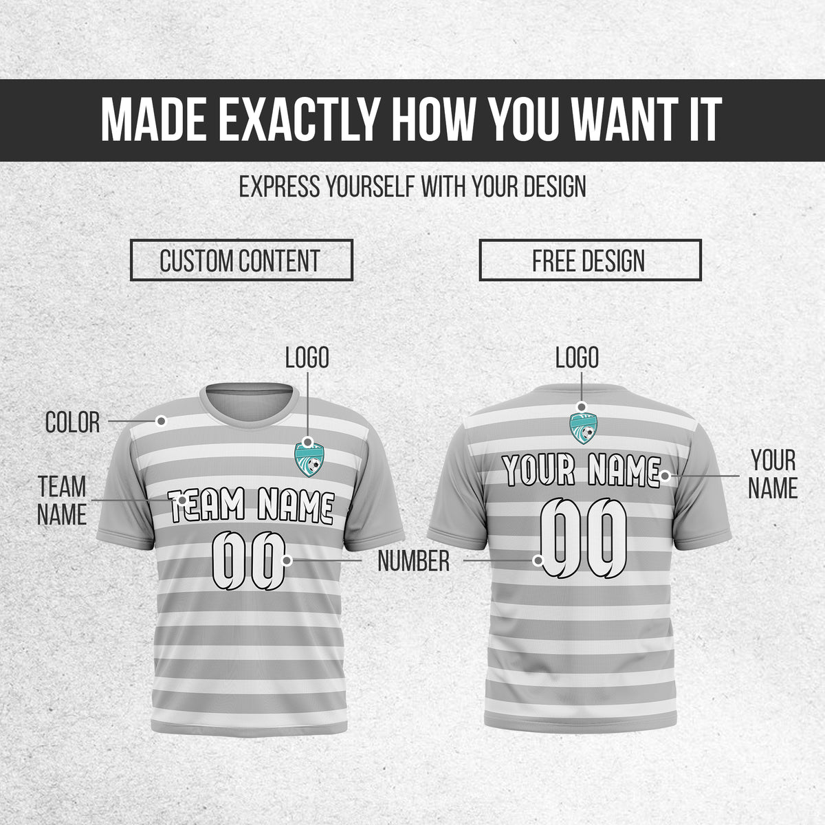Custom Royal Stripe Grey Soccer sport Tops Jersey