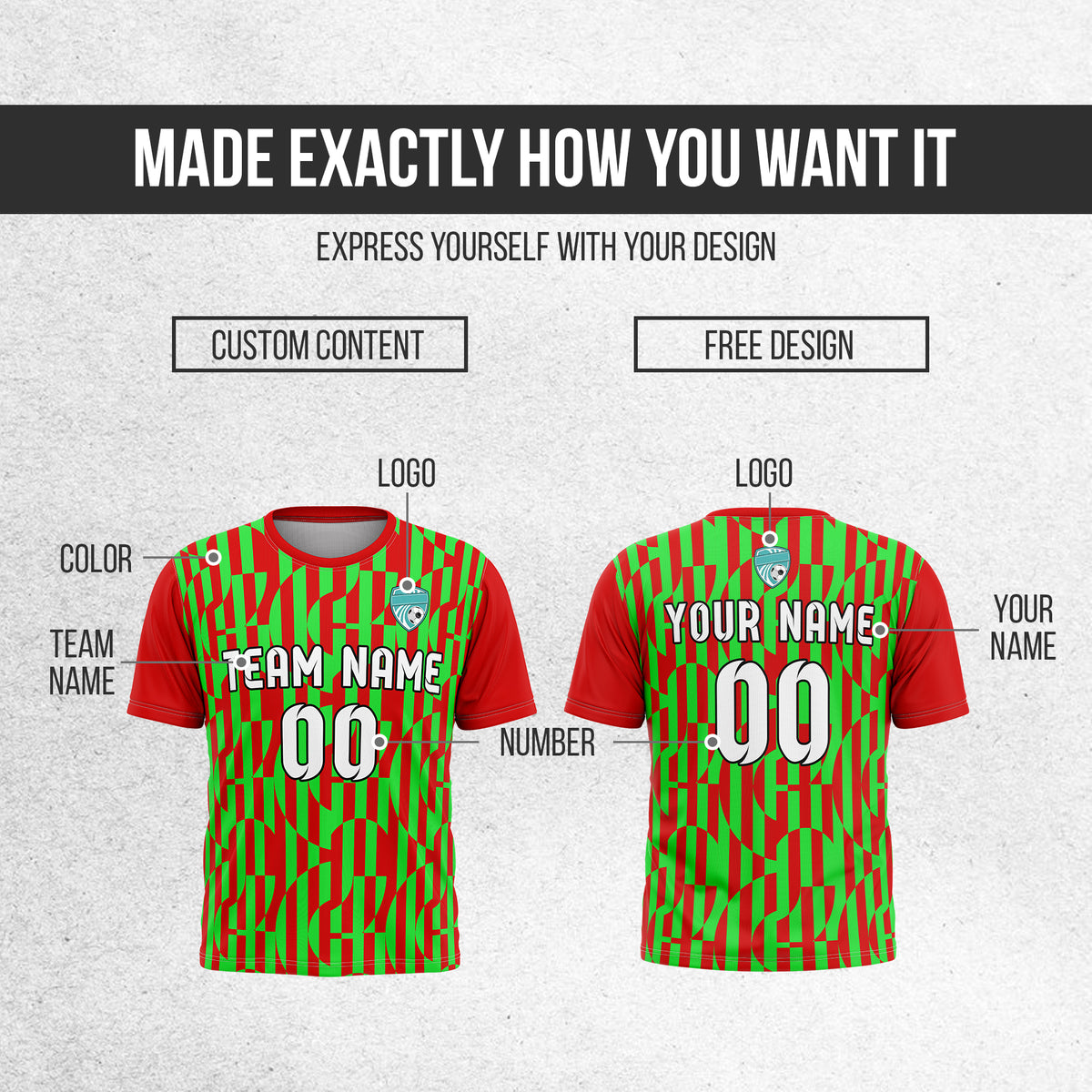 Custom Pulse Grid R-Full Pattern Soccer Red Sport Tops Jersey